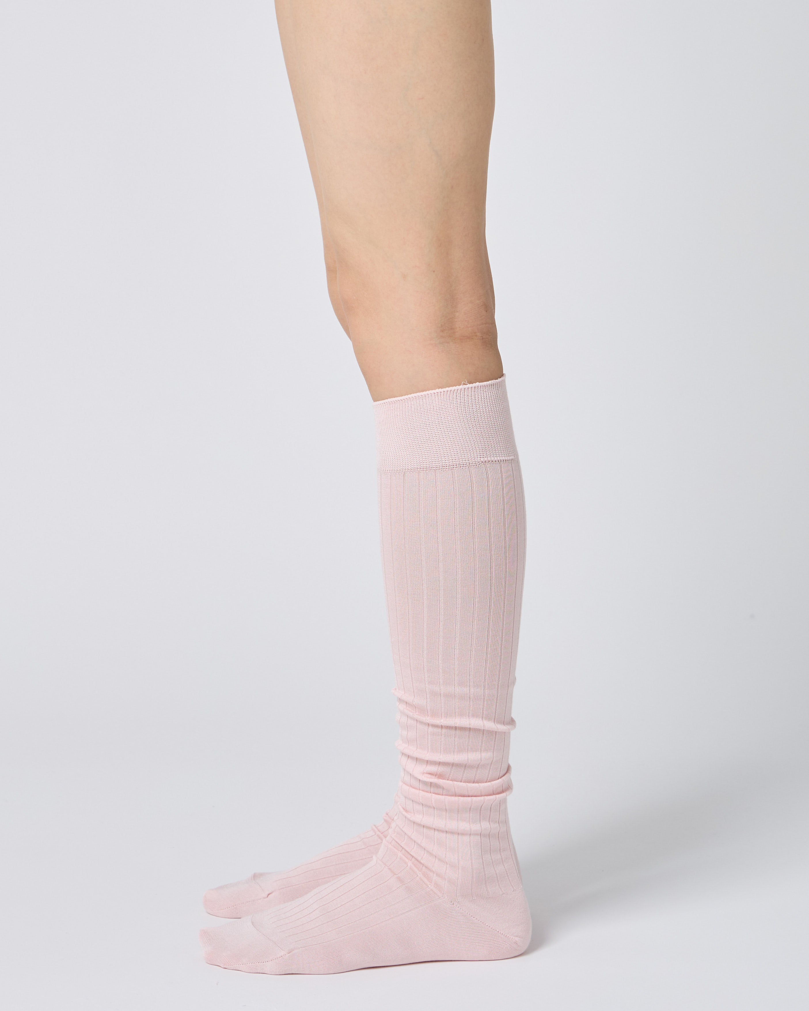 BABACO Silk Wide Ribbed Knee High Socks