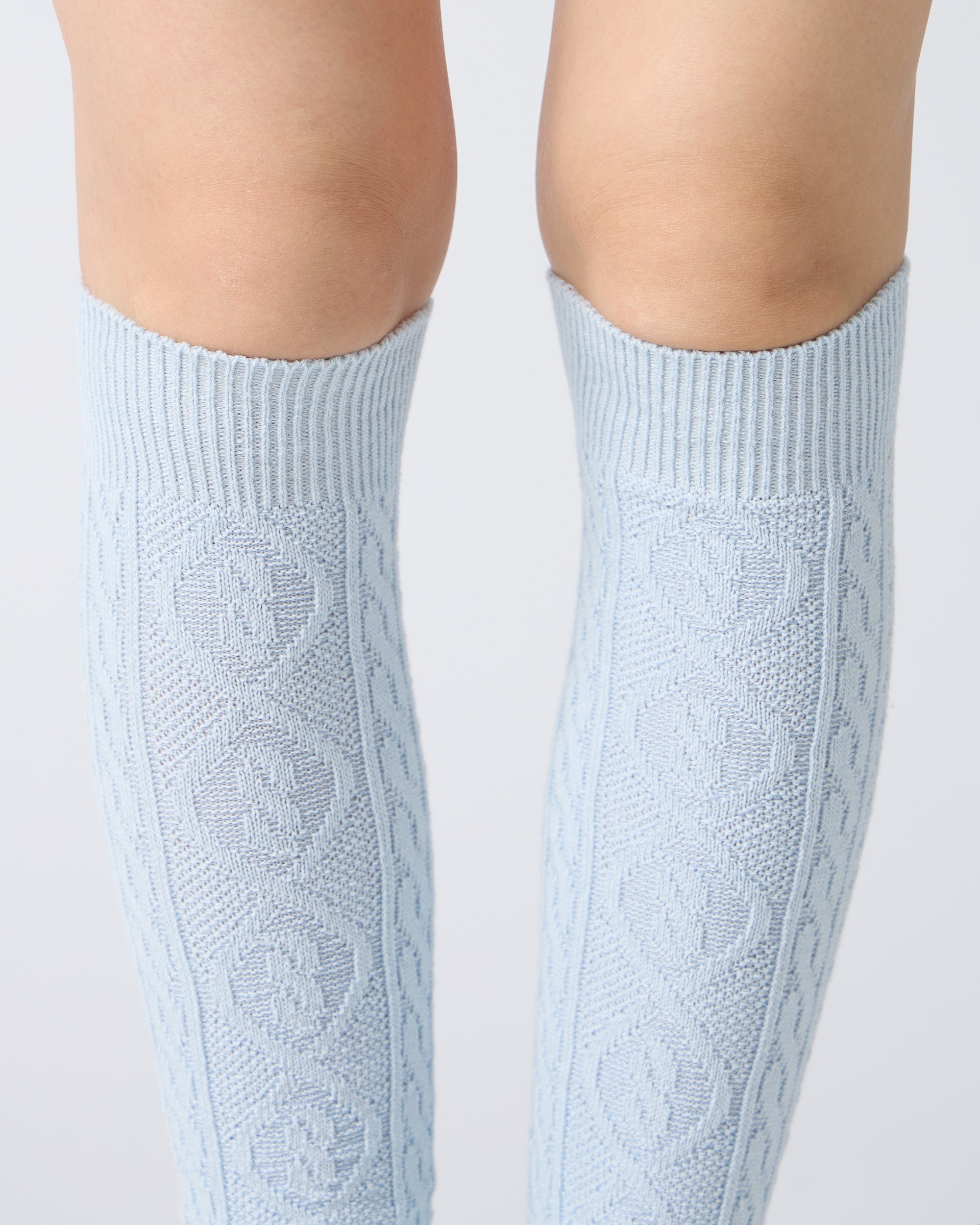 Babaco Cable Knee High Socks Light Blue