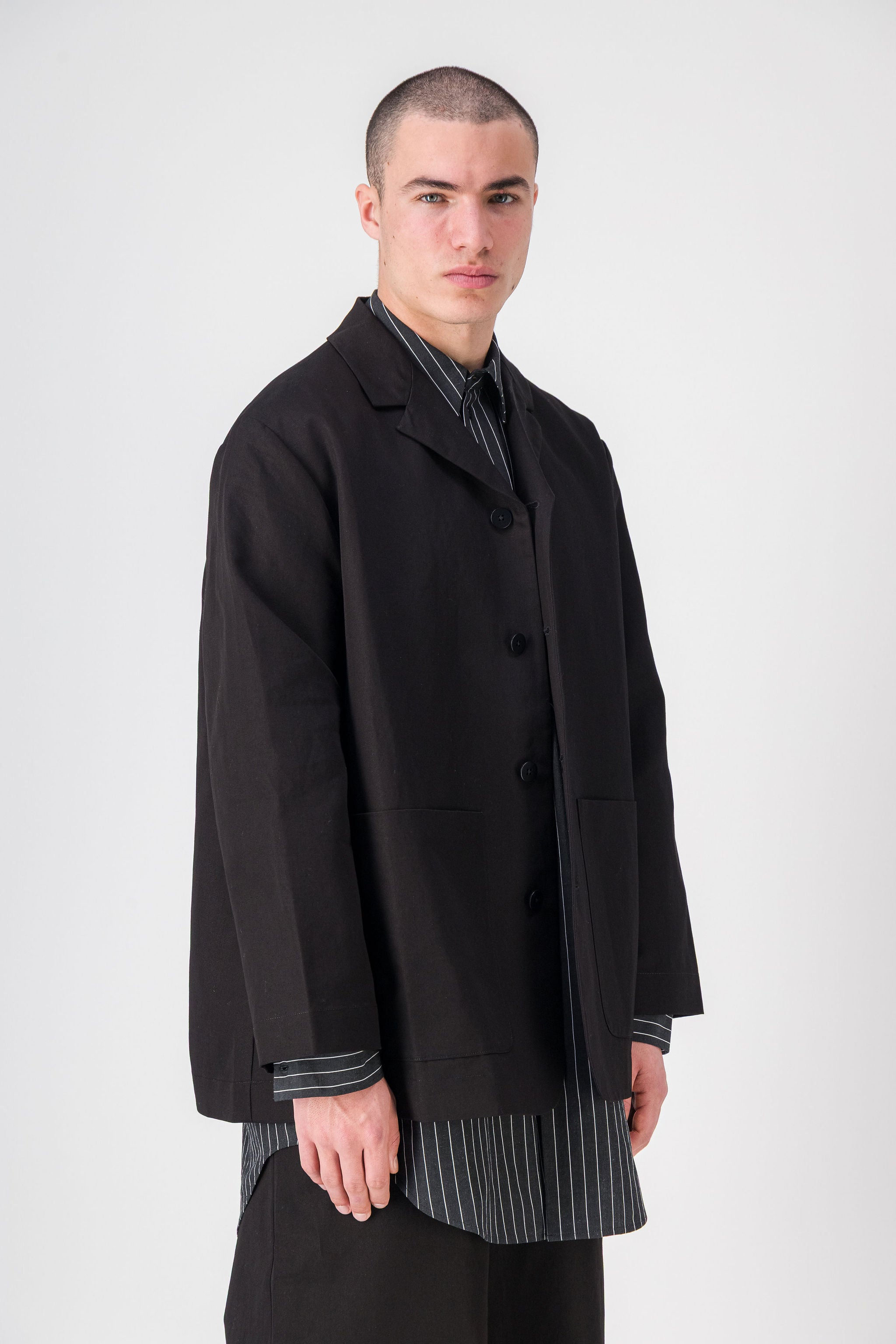 Pocket Balck Cotton Jacket