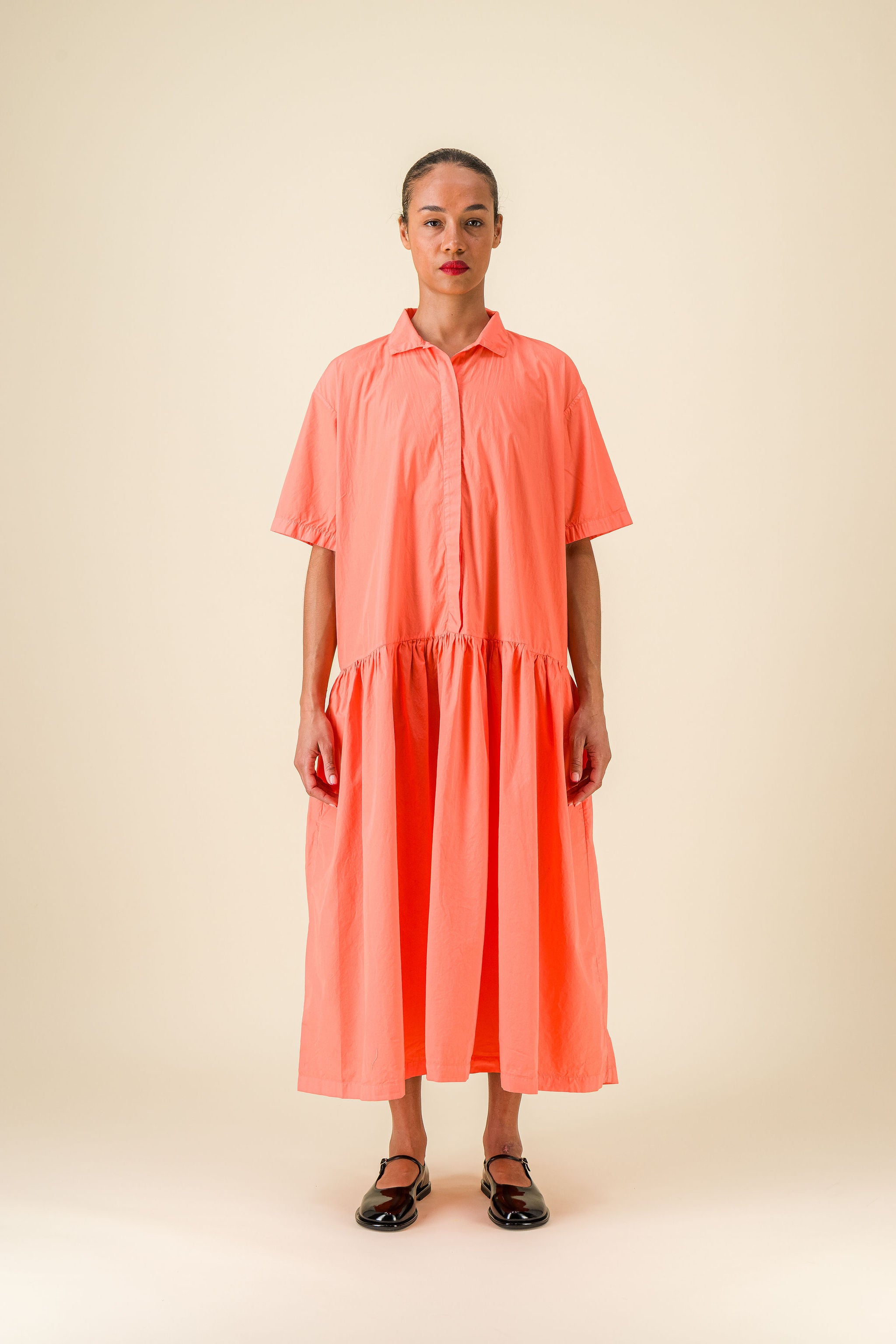 Gea Poplin Coral Dress