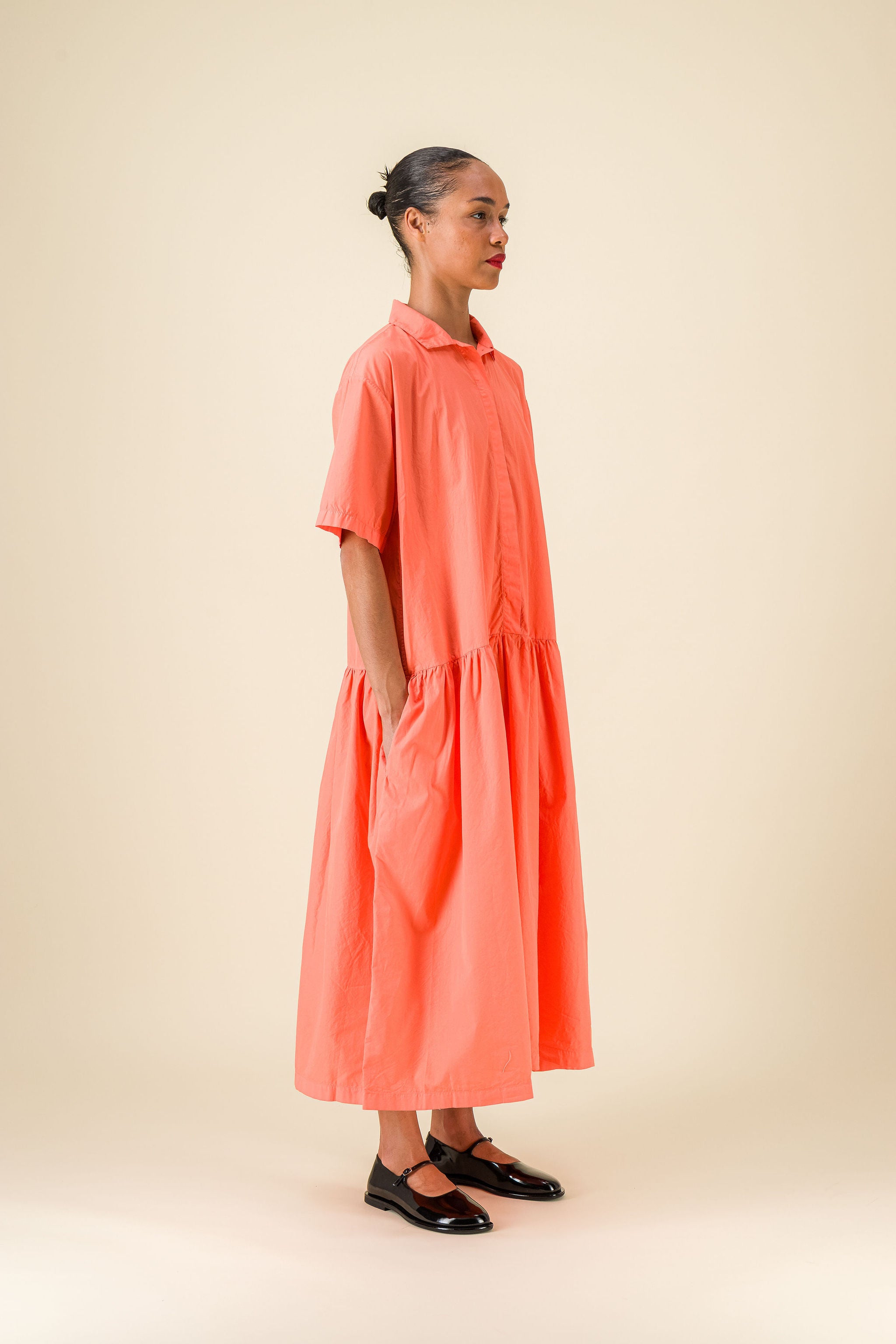Gea Poplin Coral Dress