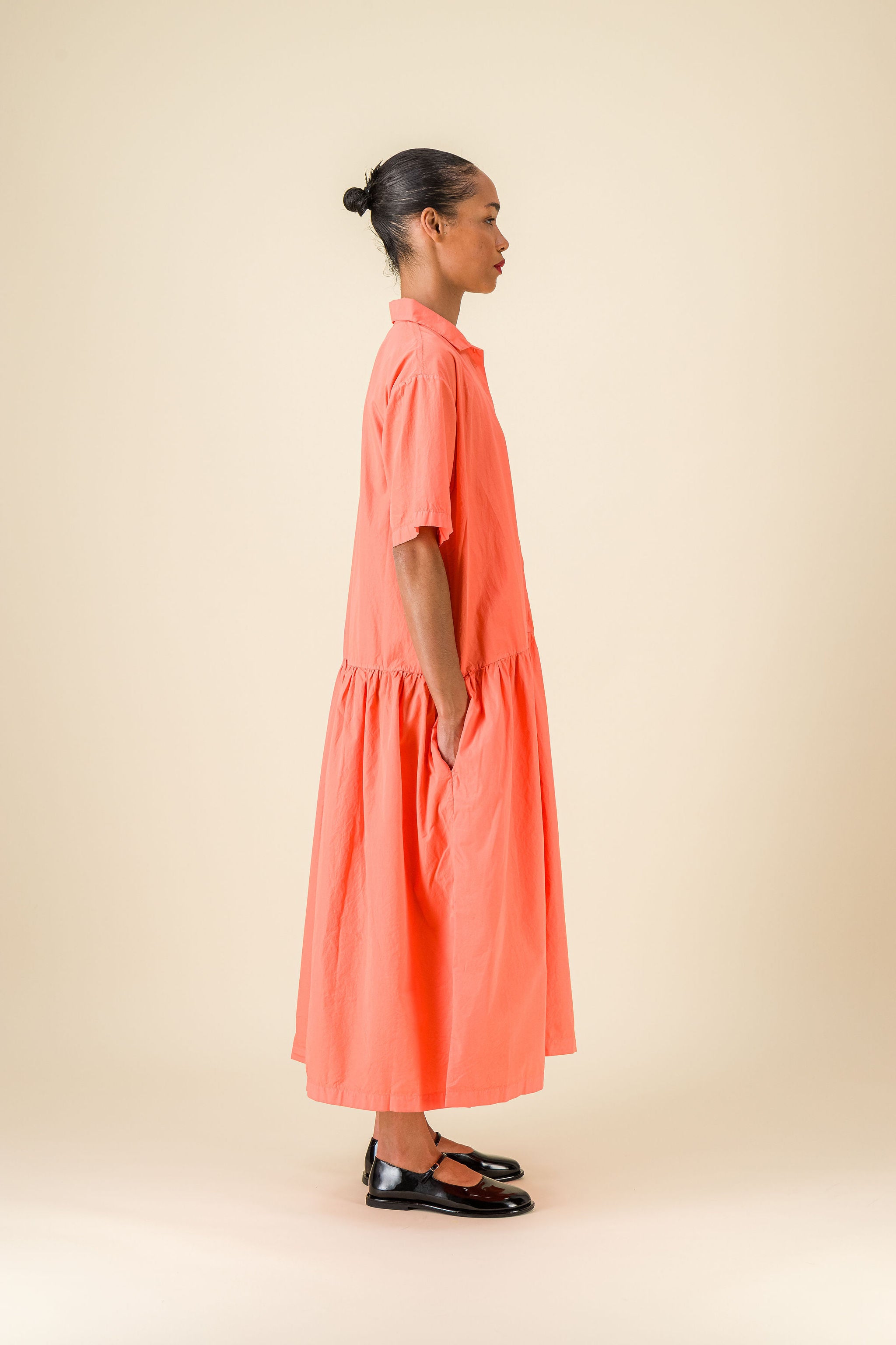 Gea Poplin Coral Dress