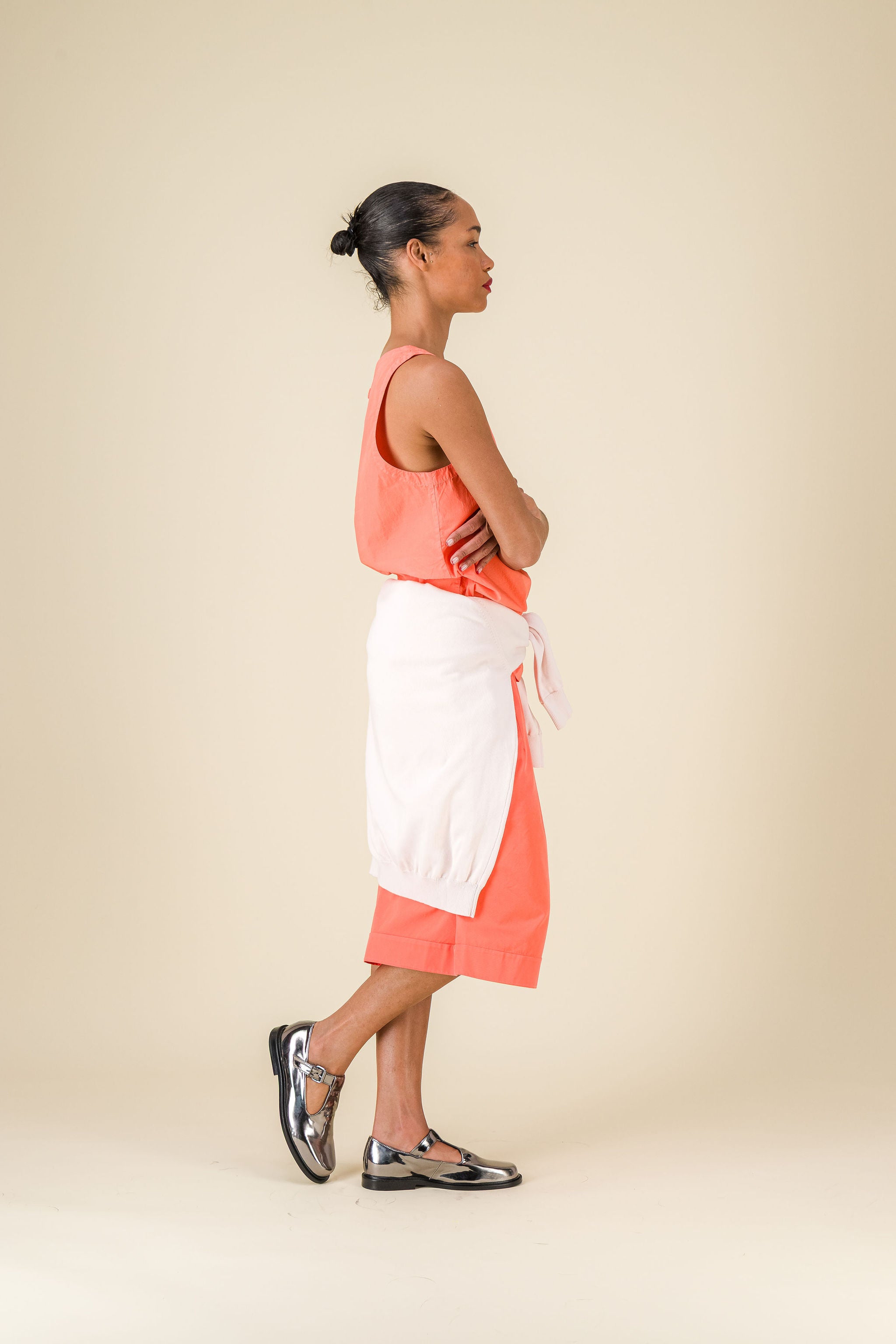 Cama cotton gabardine coral bermudas