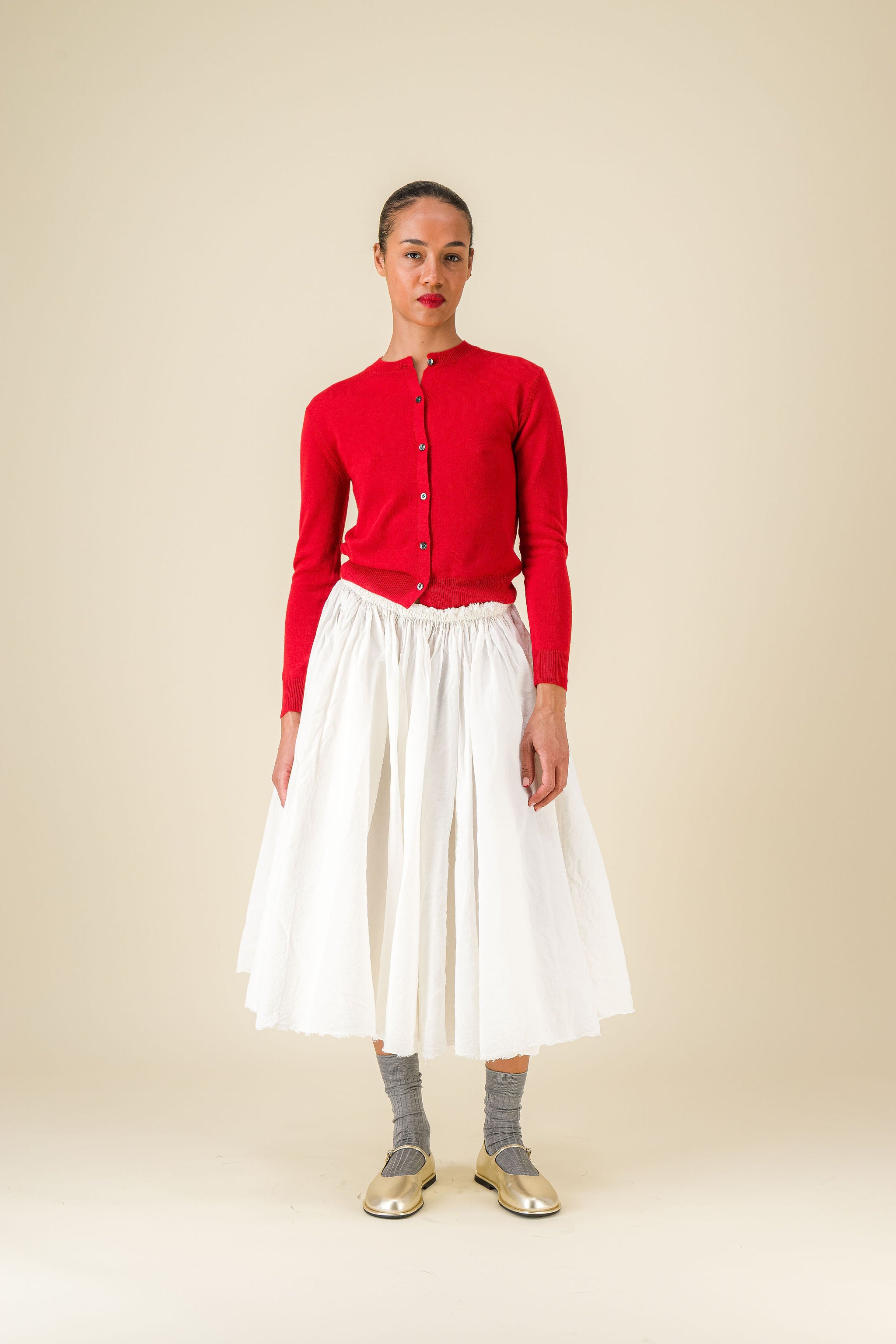 Teti Cotton Linen White Big Skirt