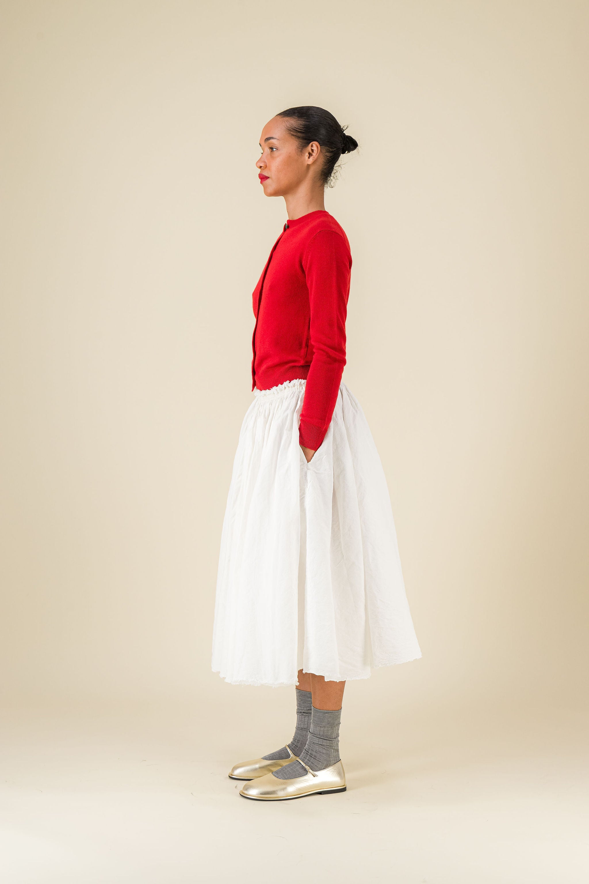 Teti Cotton Linen White Big Skirt