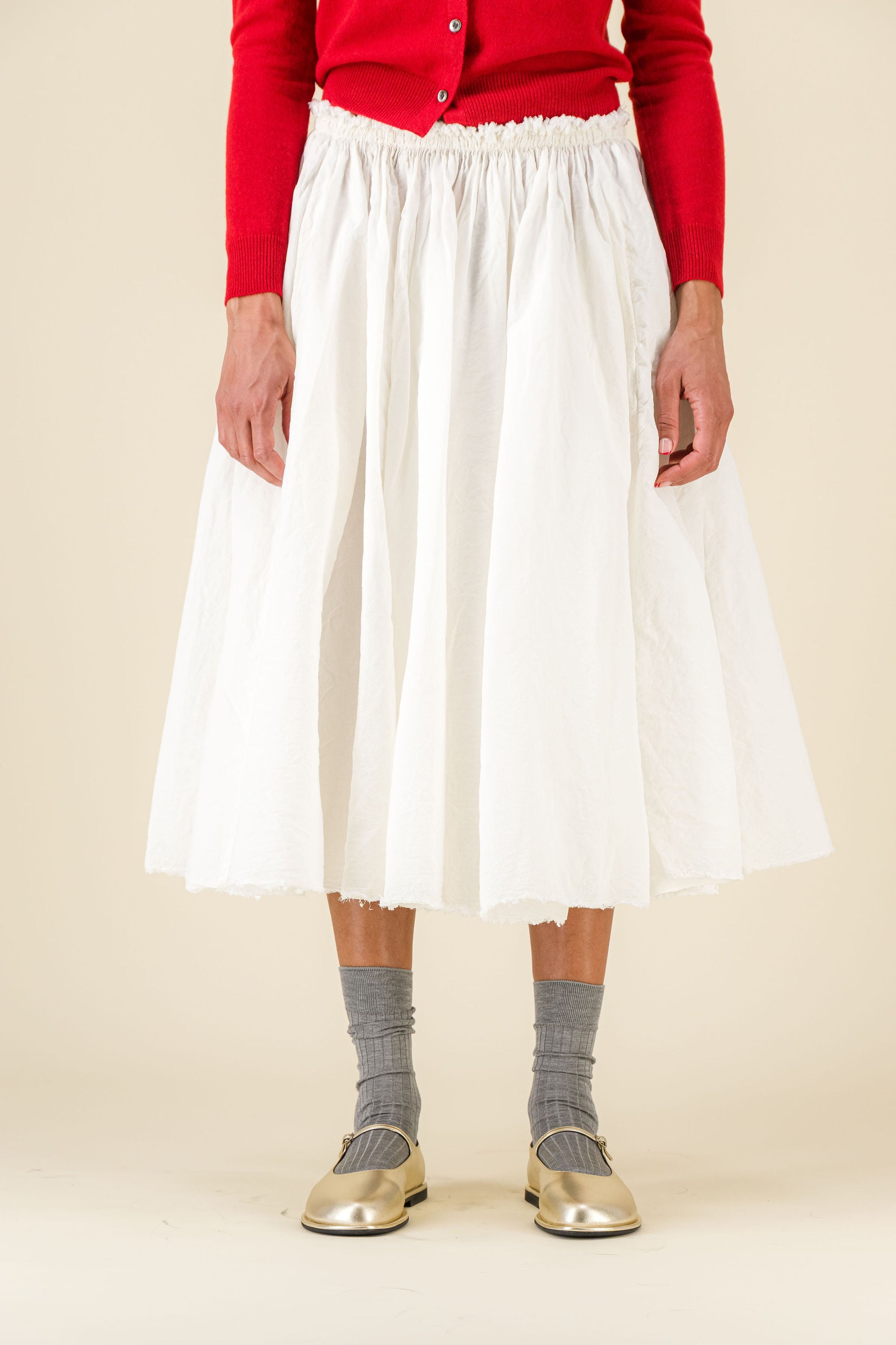 Teti Cotton Linen White Big Skirt