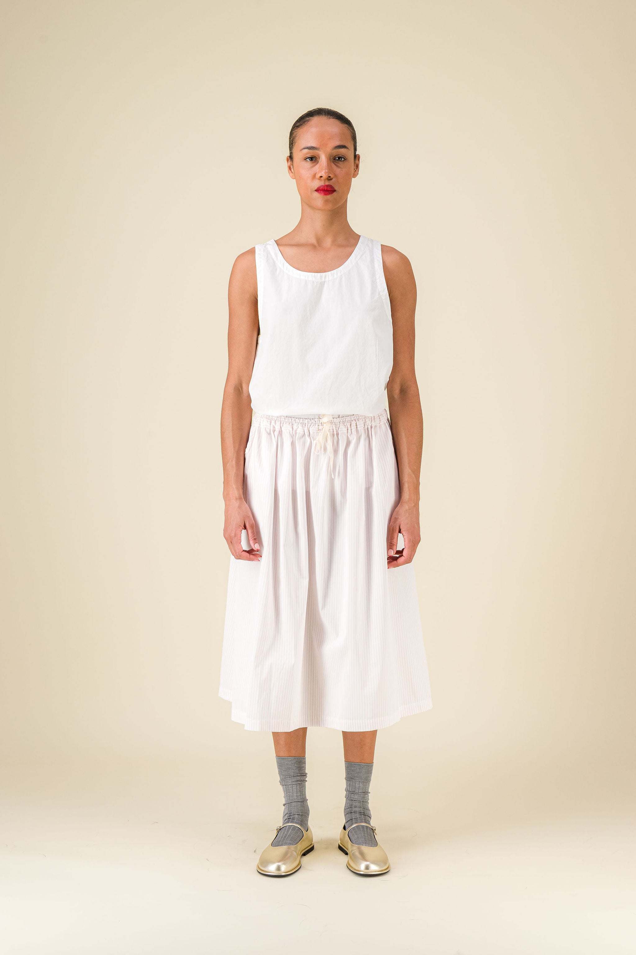 Stem Light Poplin White Tank top