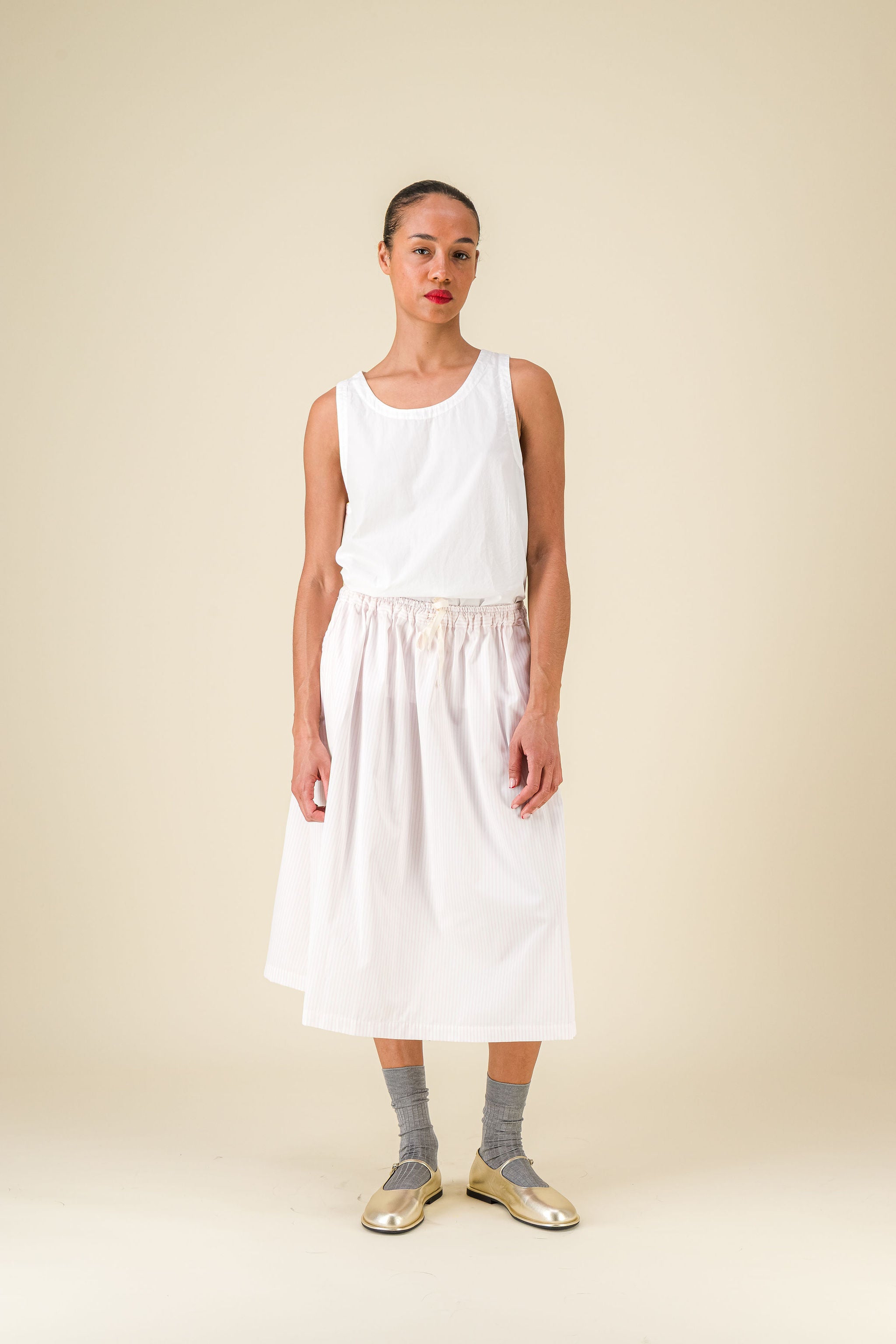 Stem Light Poplin White Tank top