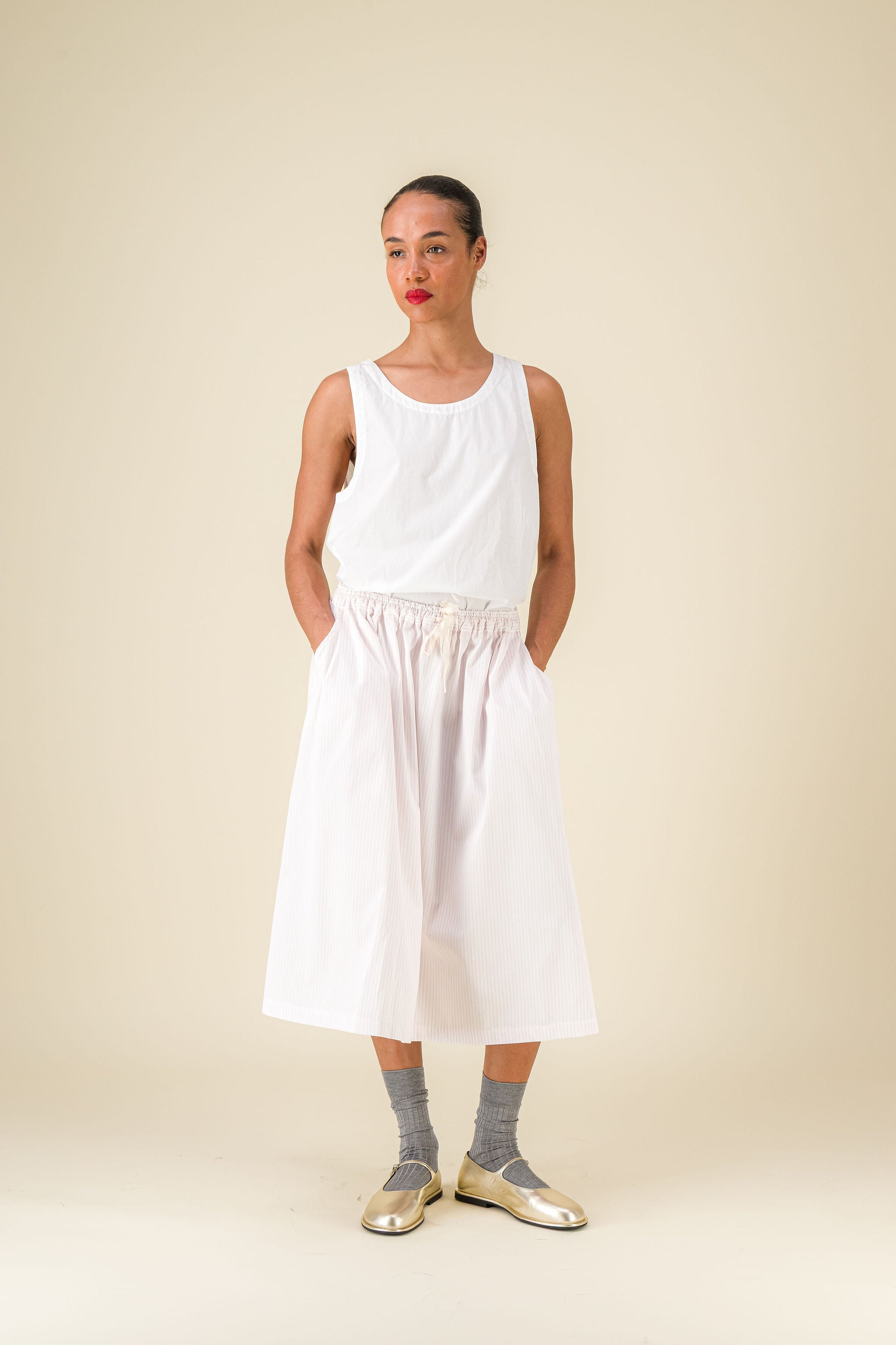 Stem Light Poplin White Tank top