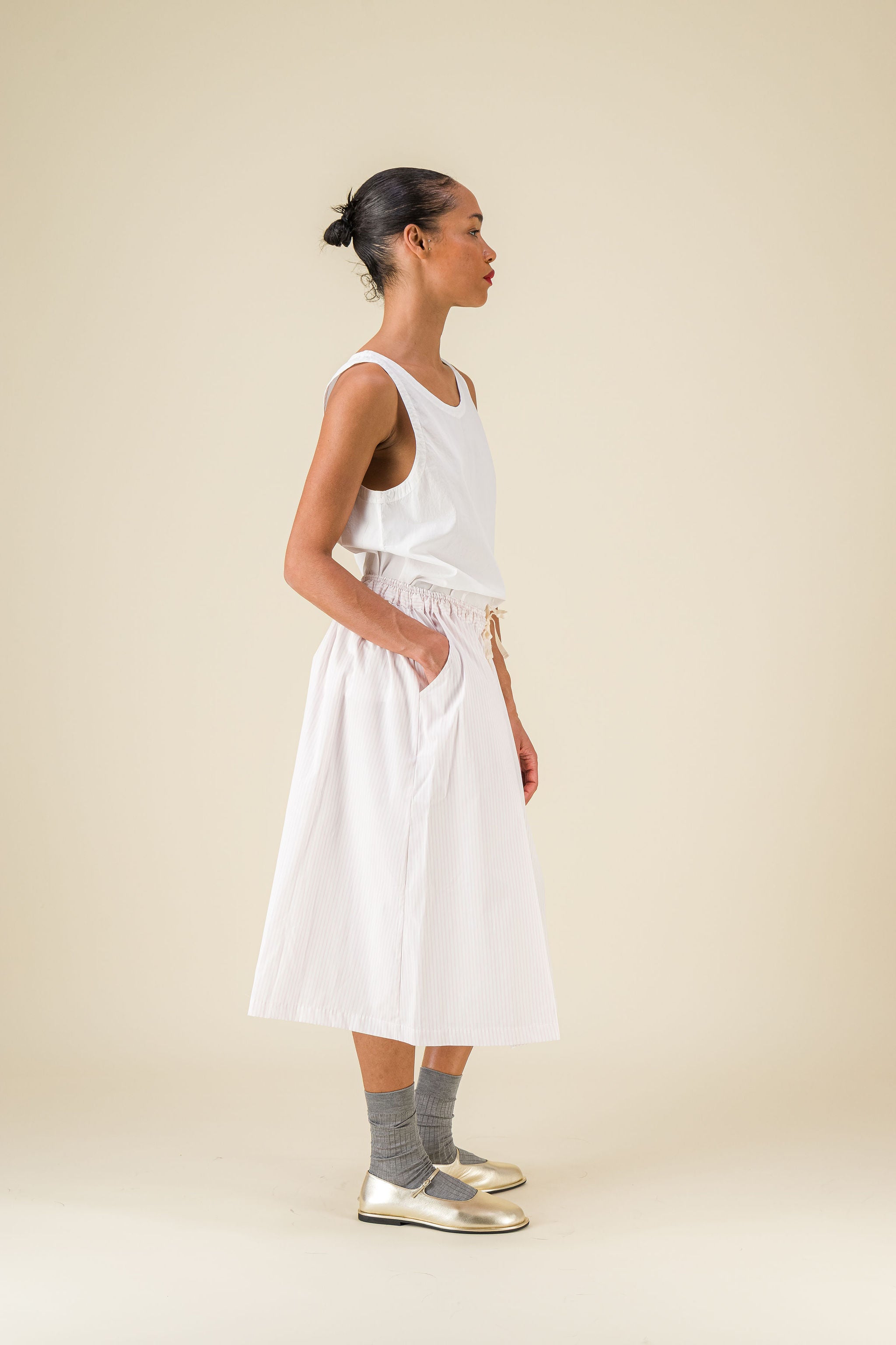 Stem Light Poplin White Tank top