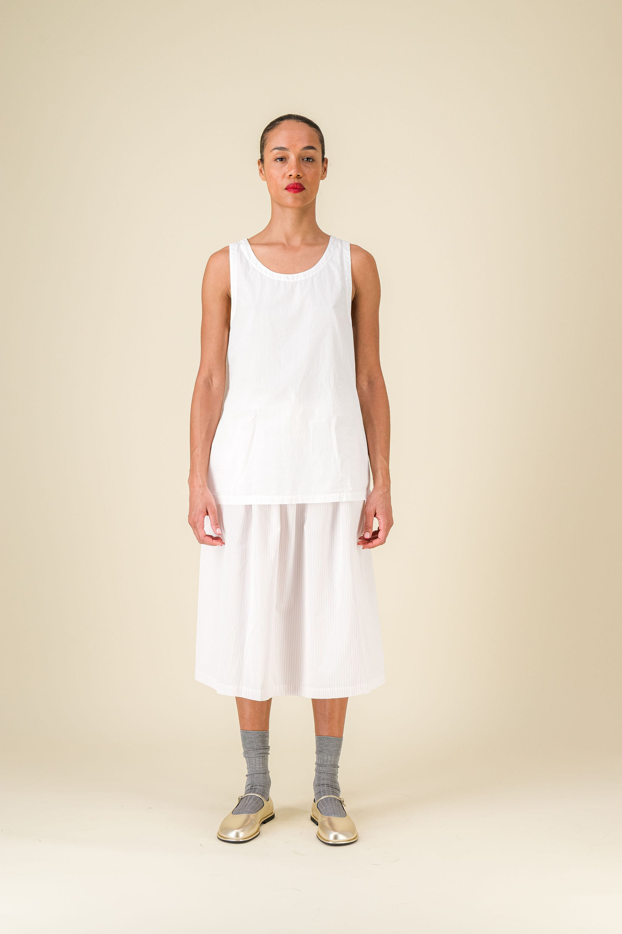 Stem Light Poplin White Tank top