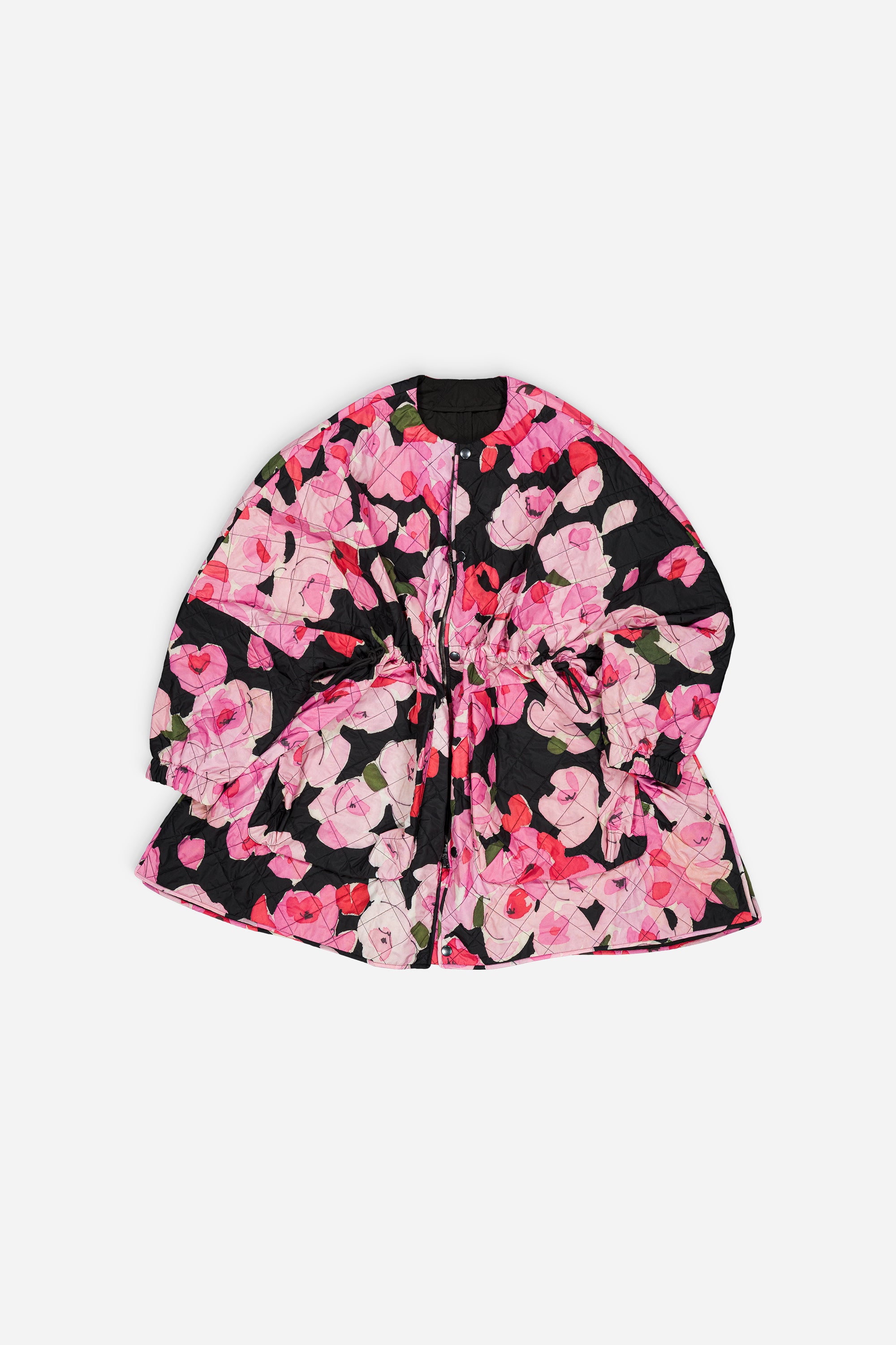 Sungjin Cape Reversible Pink Roses Print