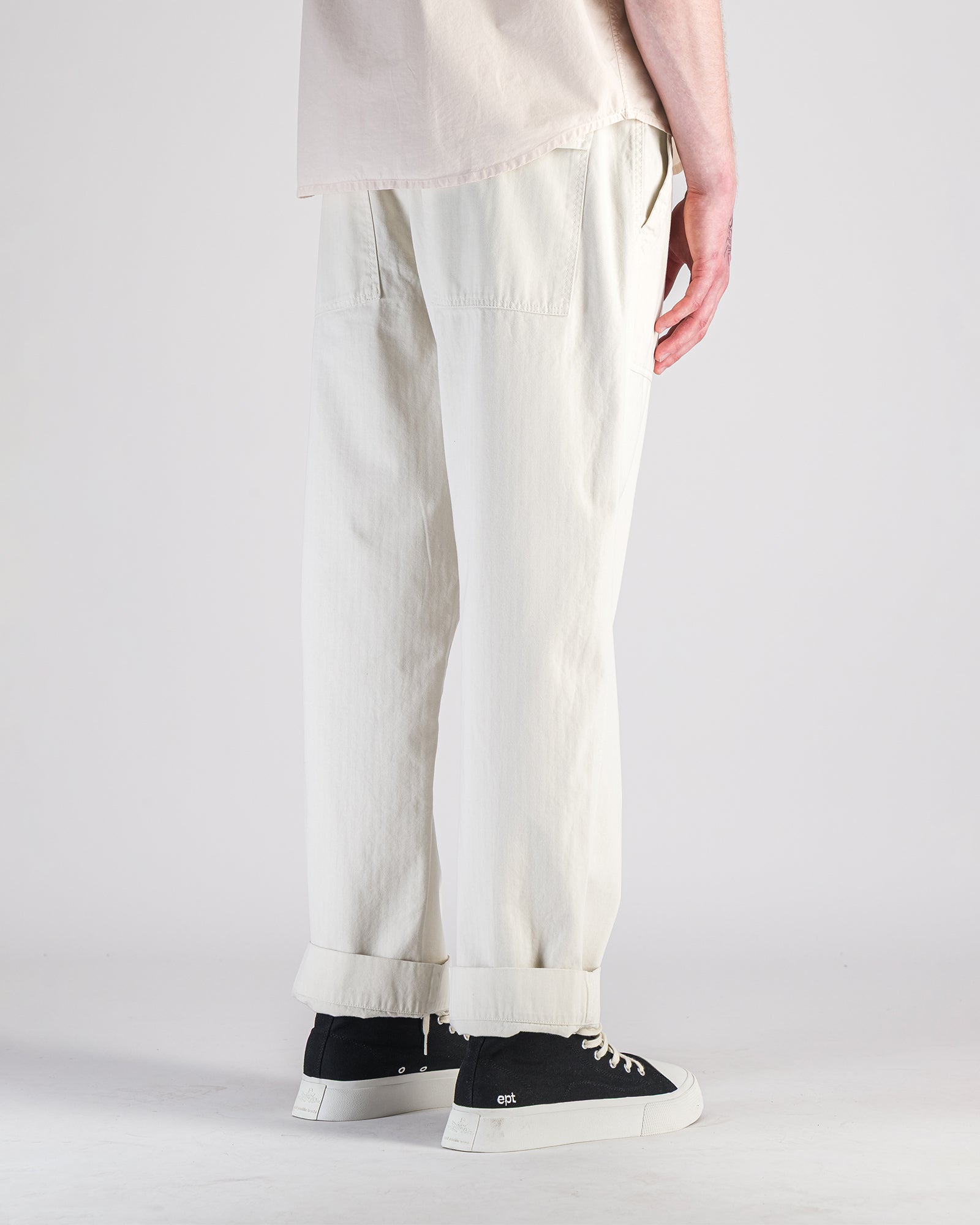 Fatigue Trousers Cotton Herringbone White