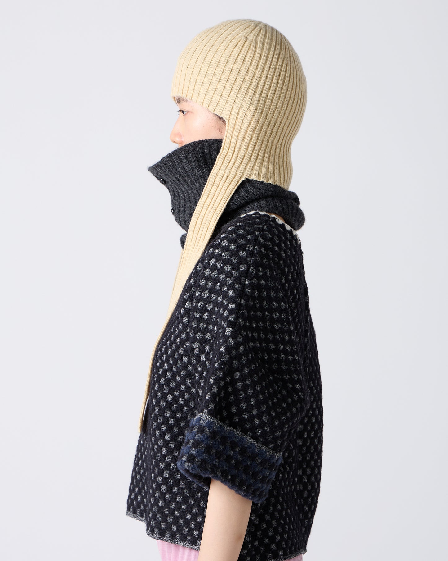 Babaco Cashmere Ribbed Knit Cap Anthracite