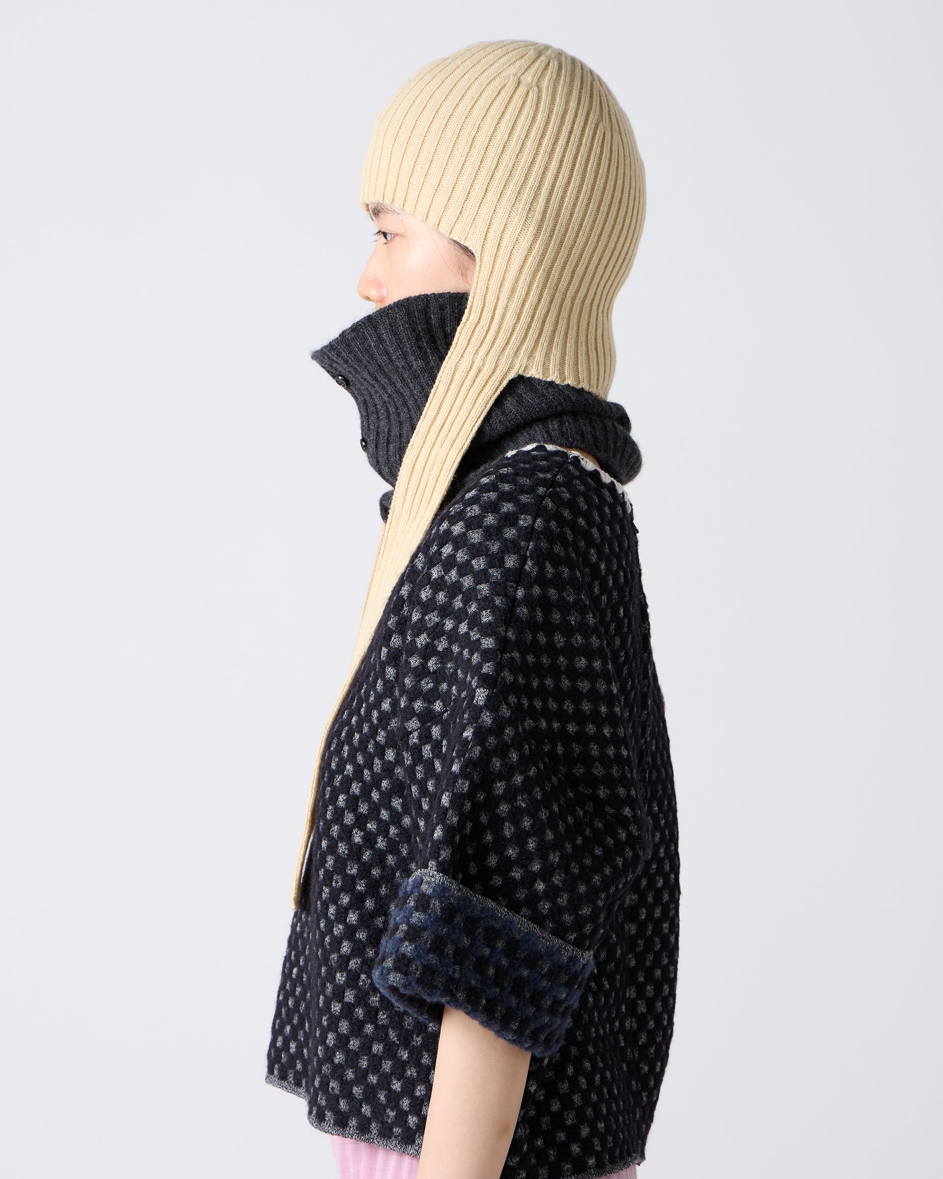 Babaco Cashmere Ribbed Knit Cap Anthracite