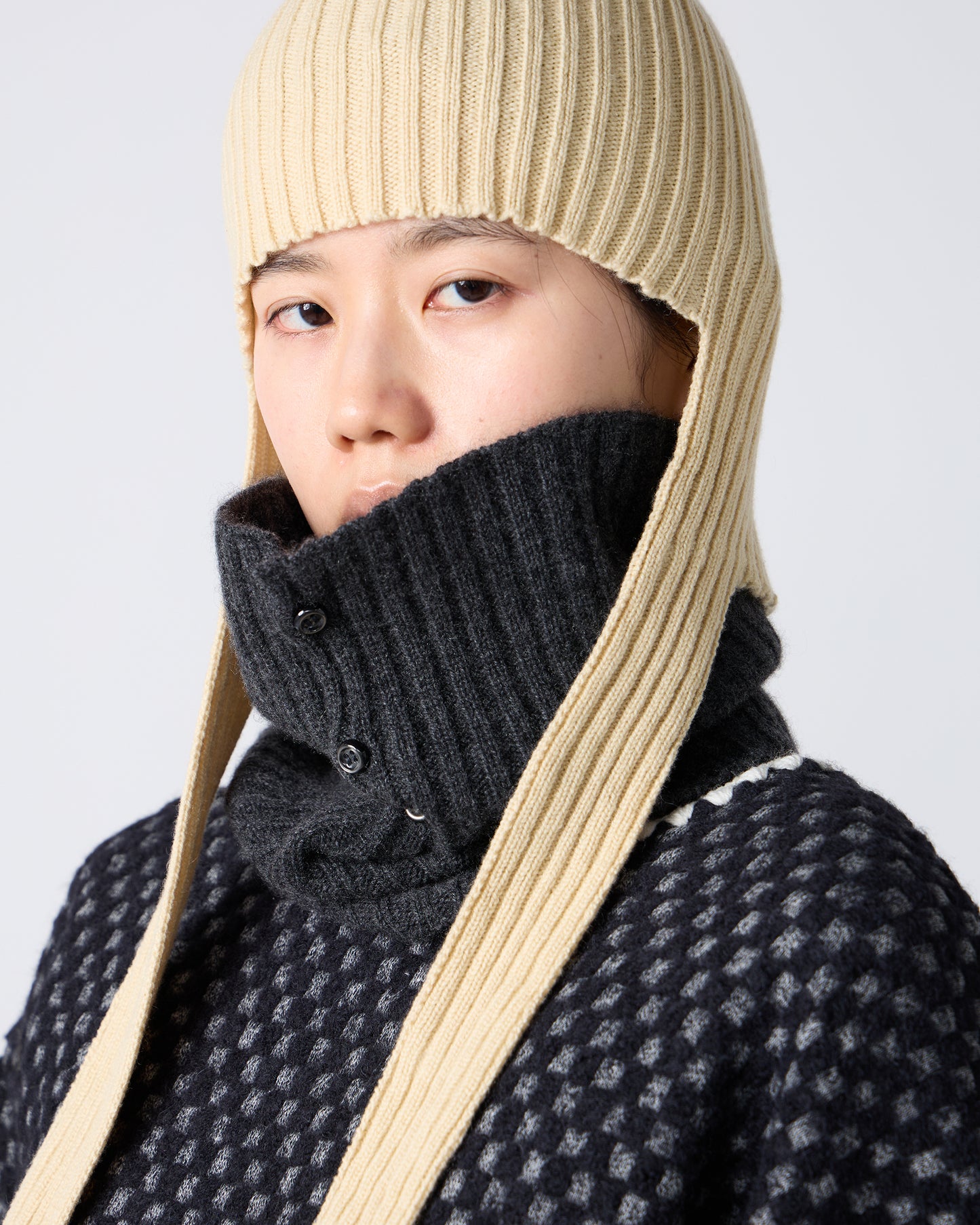Babaco Cashmere Ribbed Knit Cap Anthracite