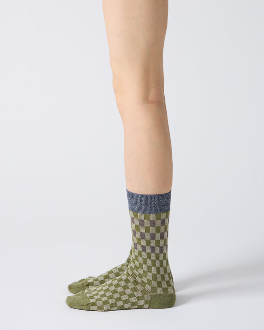 Babaco Jacquard Check Socks Olive Green
