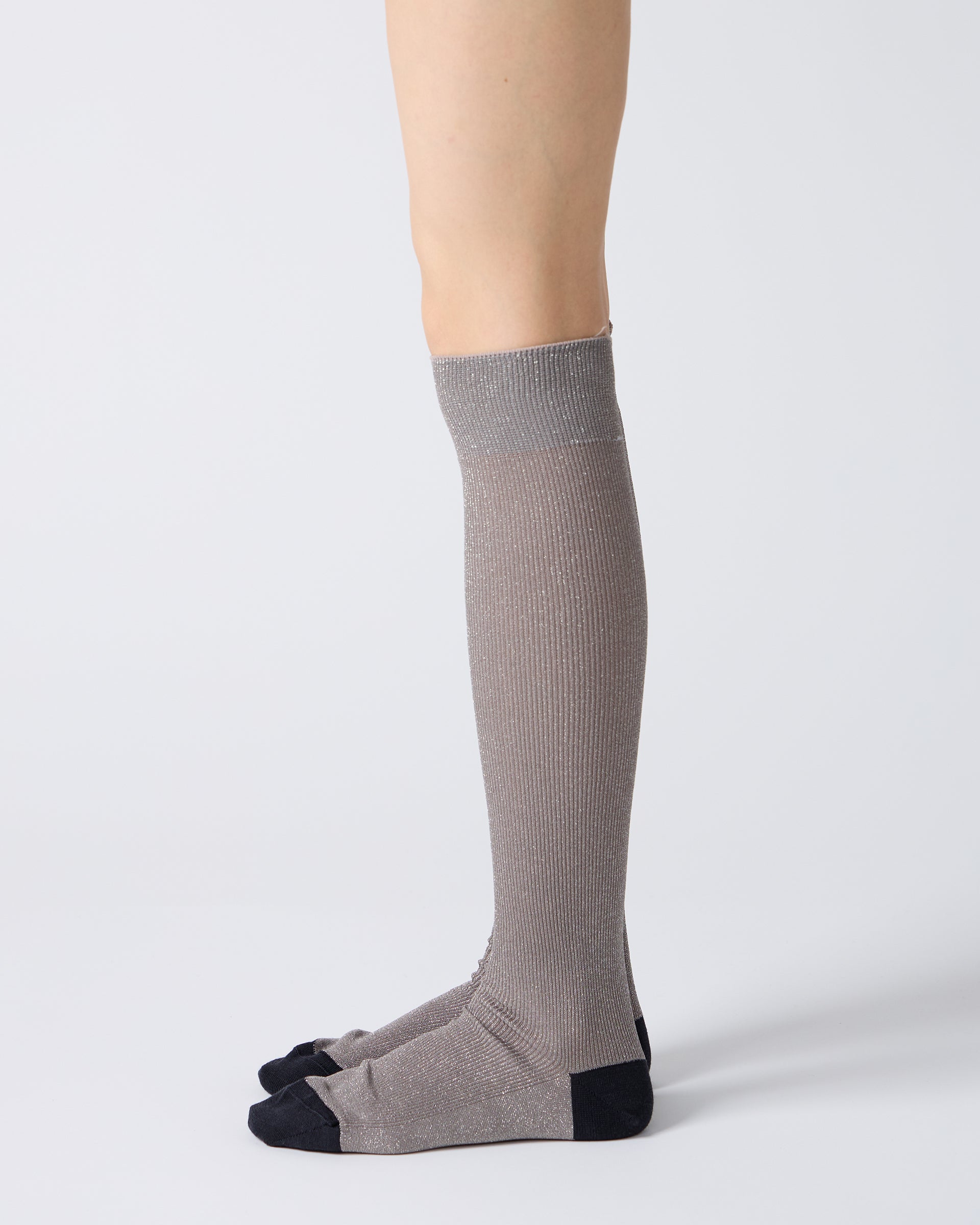 Babaco Silver  Lurex Fine Ribbed Knee High Socks
