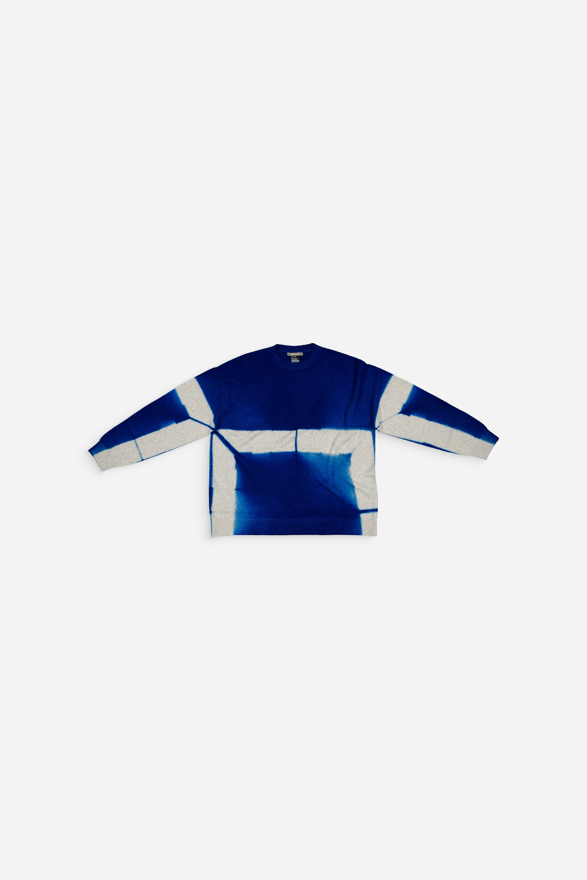 Cashmere Seamless Crewneck Royal Blue and Light Grey