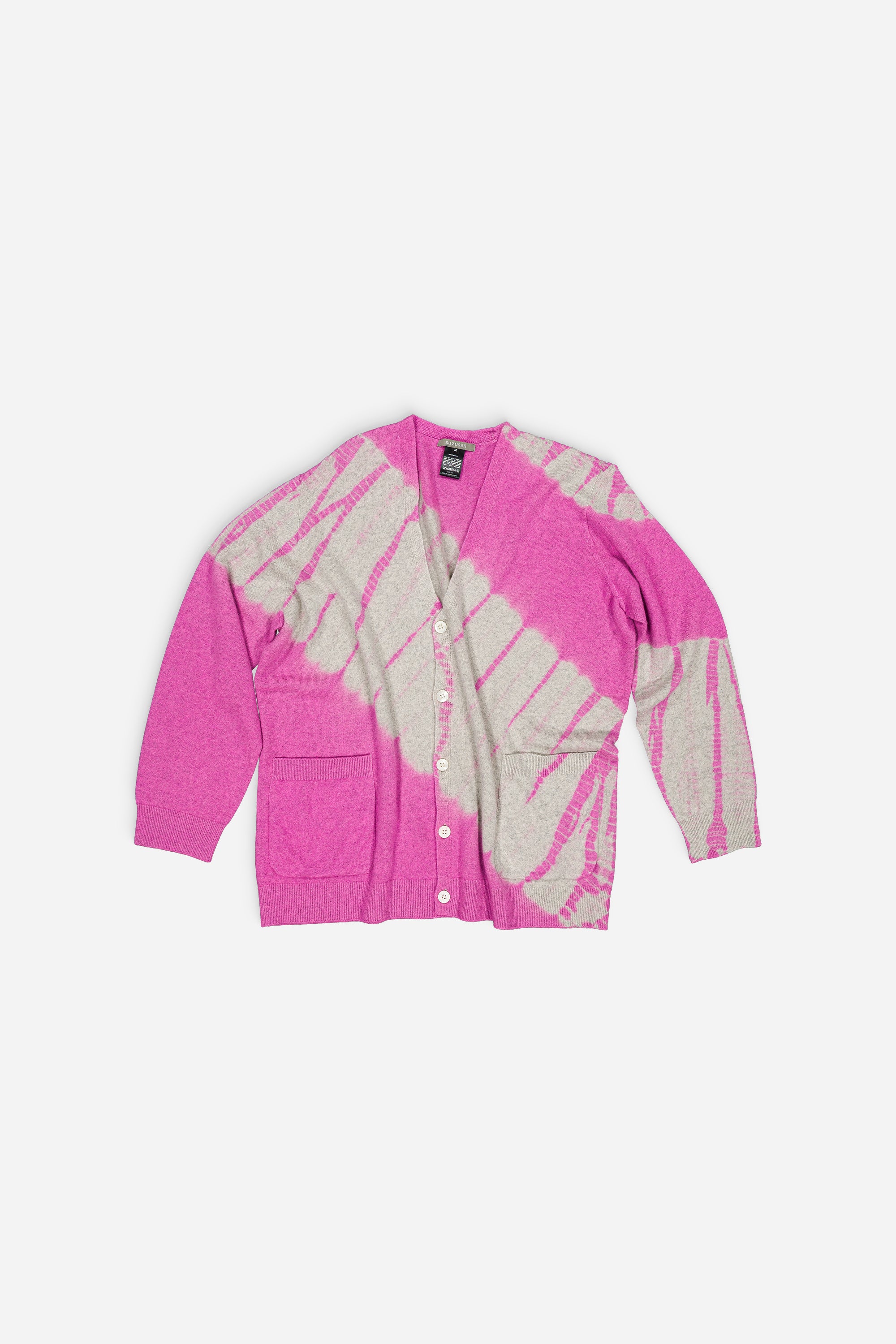 Cashmere Wide Cardigan Pink and Light Grey