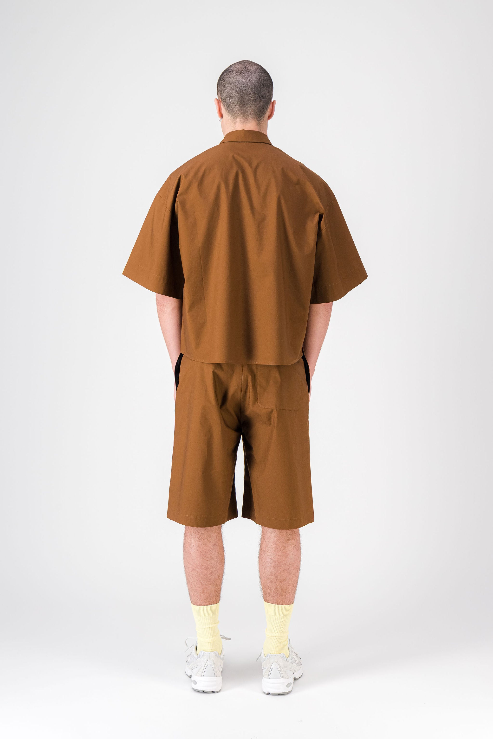 Cotton Poplin Brown Shorts