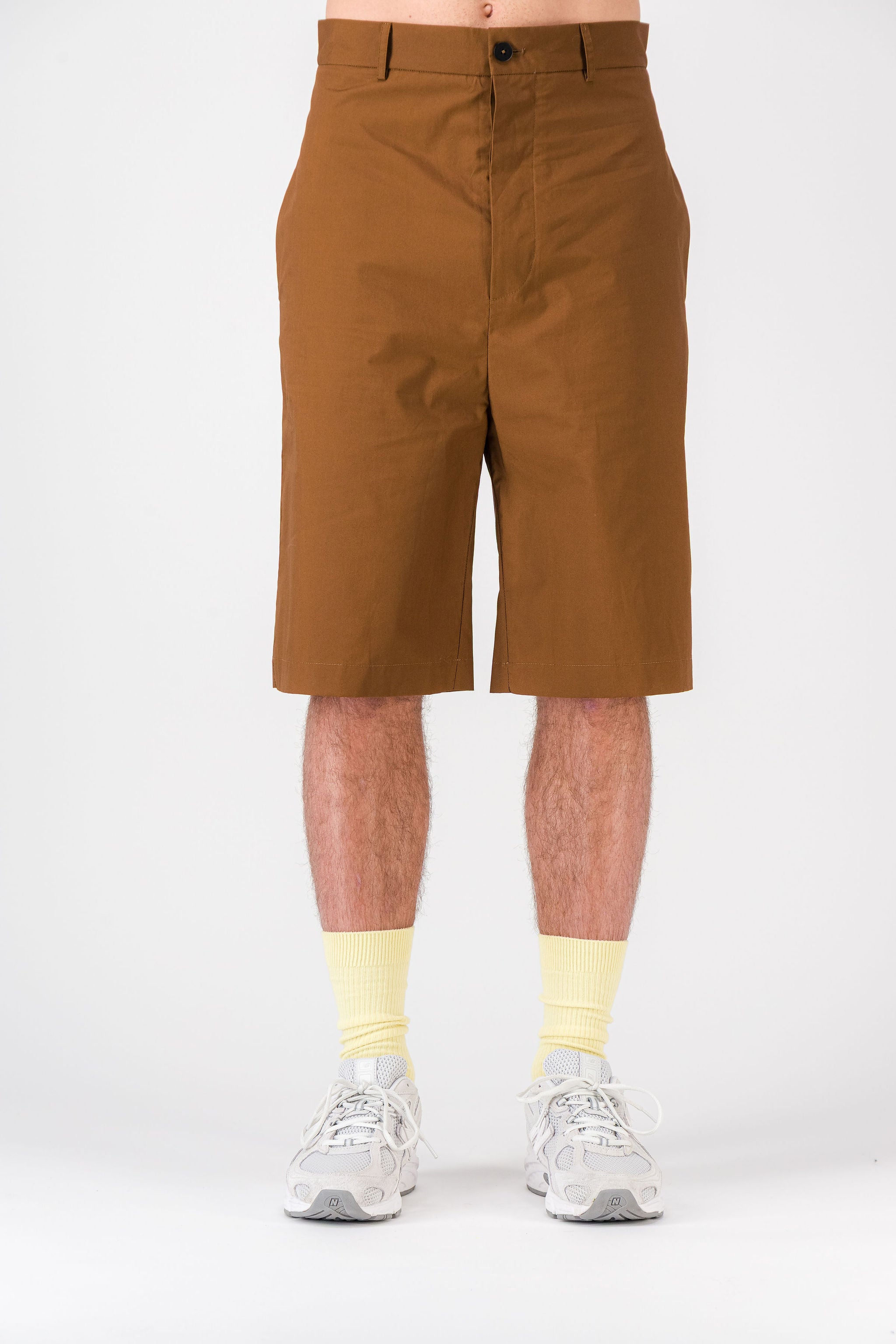Cotton Poplin Brown Shorts