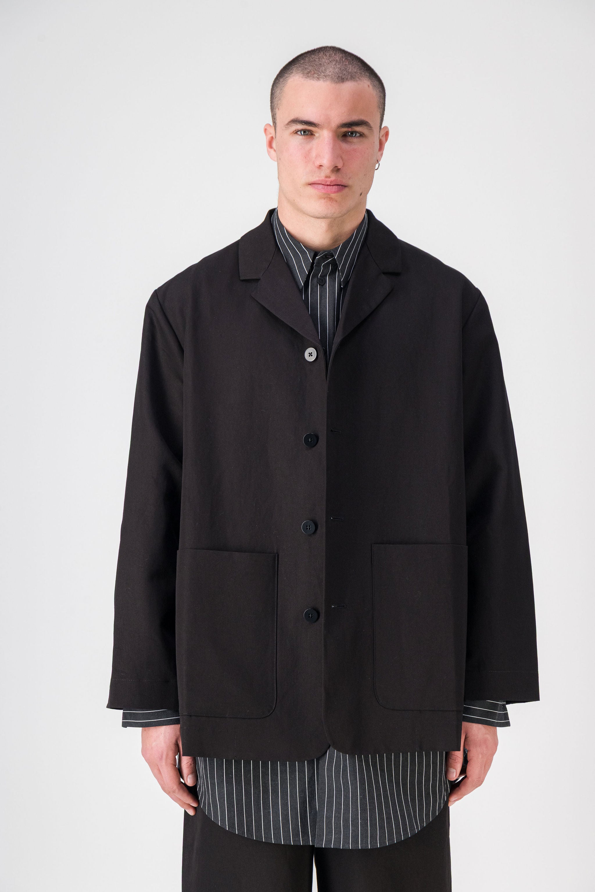 Pocket Balck Cotton Jacket