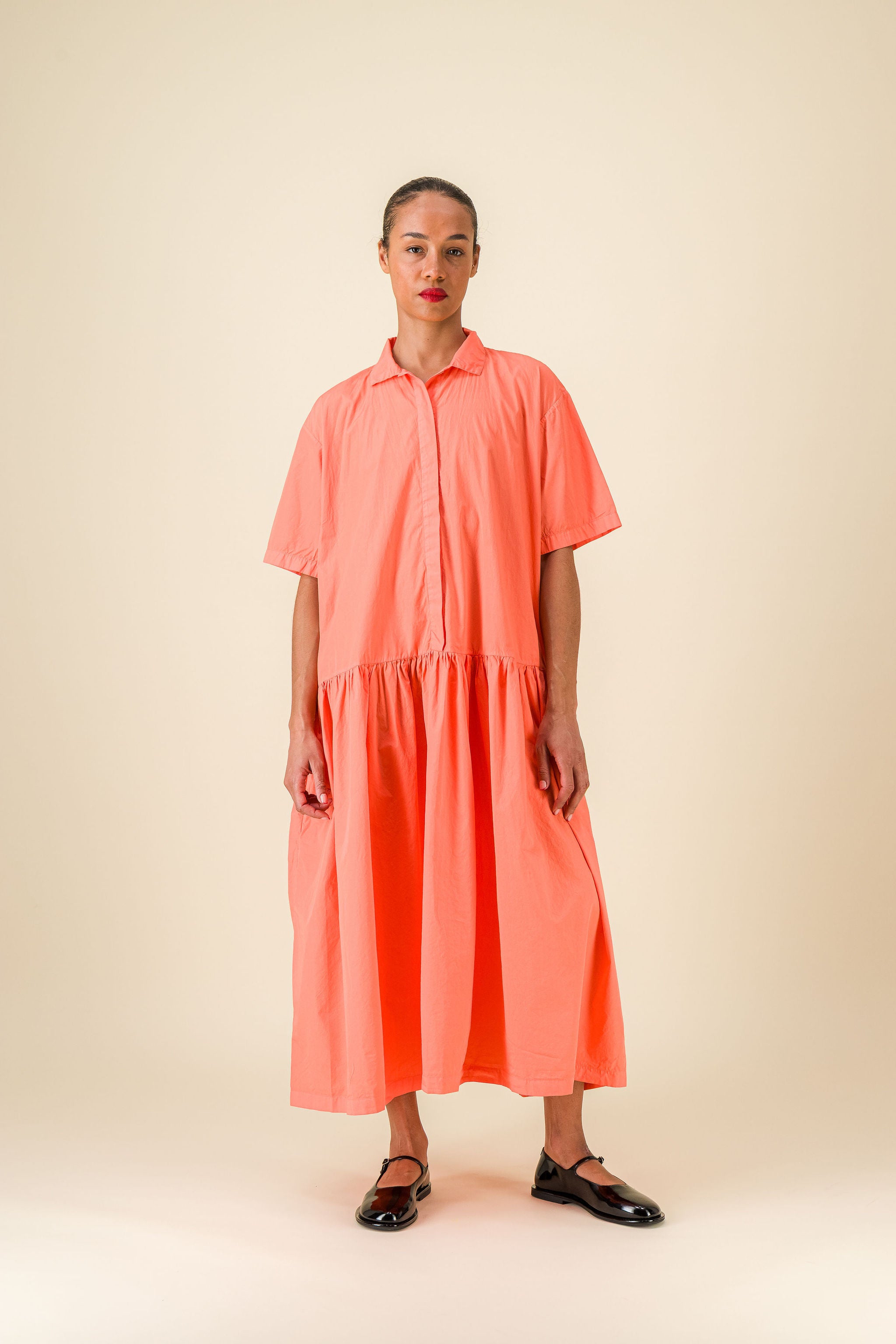 Gea Poplin Coral Dress