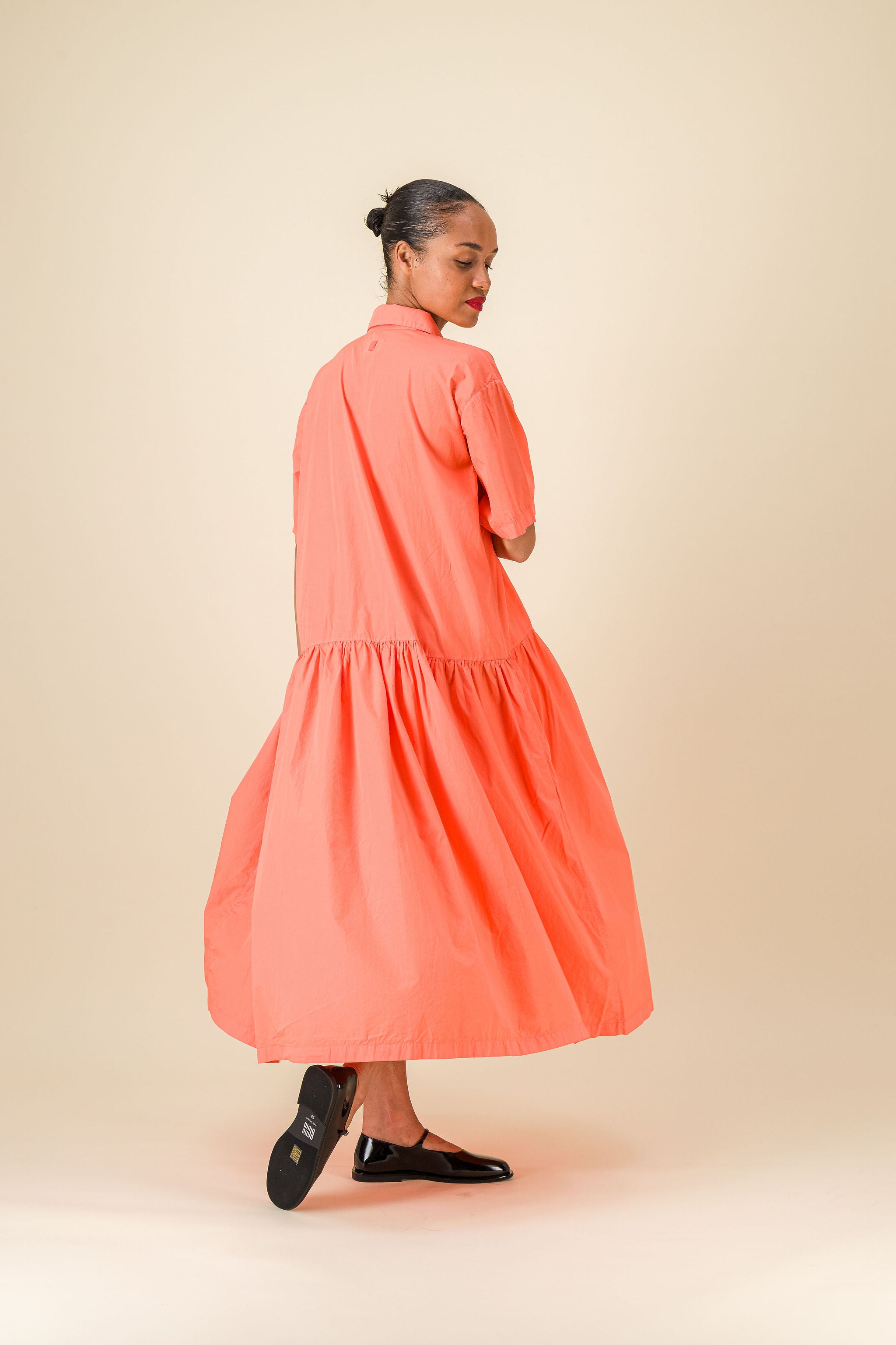 Gea Poplin Coral Dress