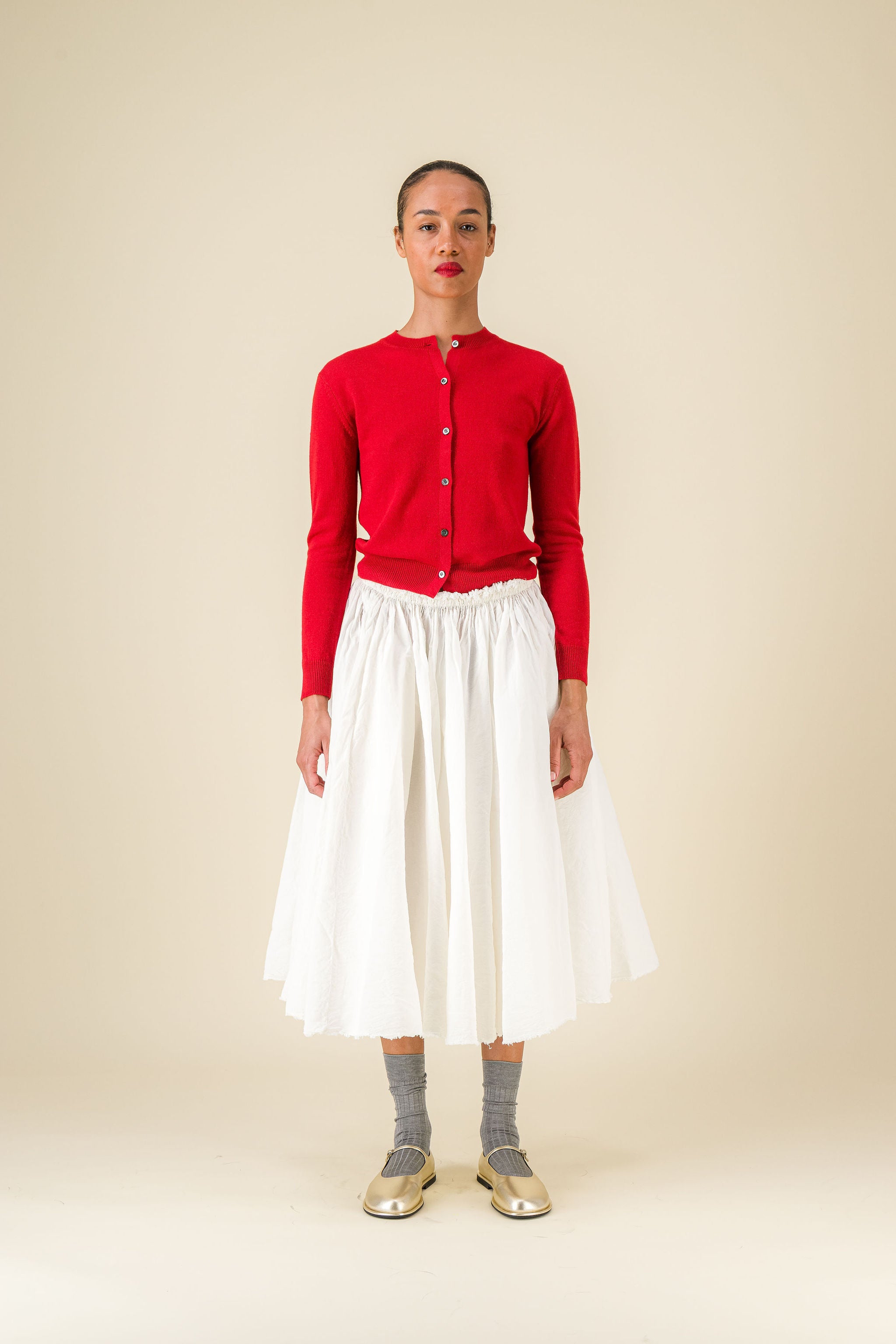 Teti Cotton Linen White Big Skirt