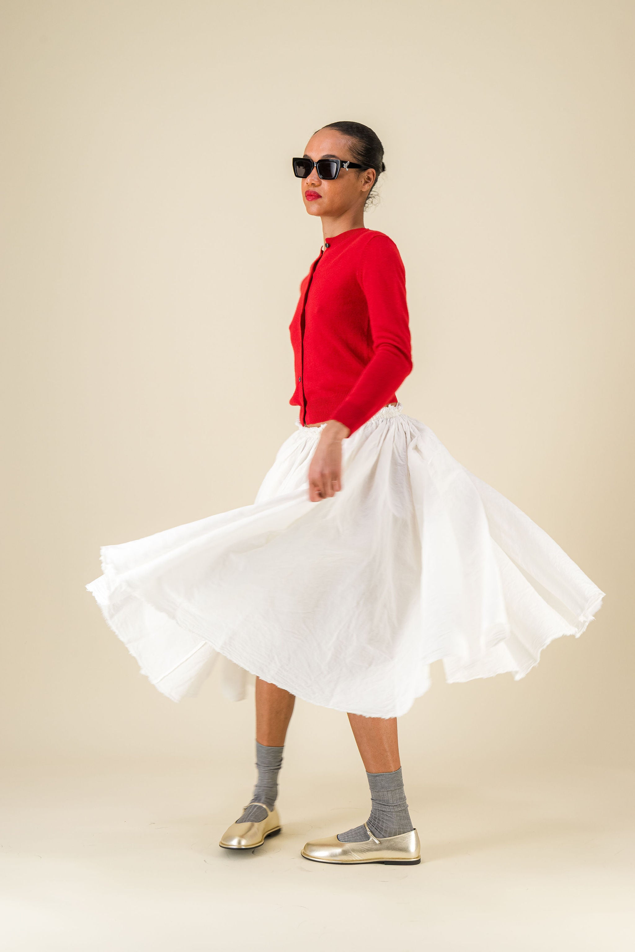 Teti Cotton Linen White Big Skirt