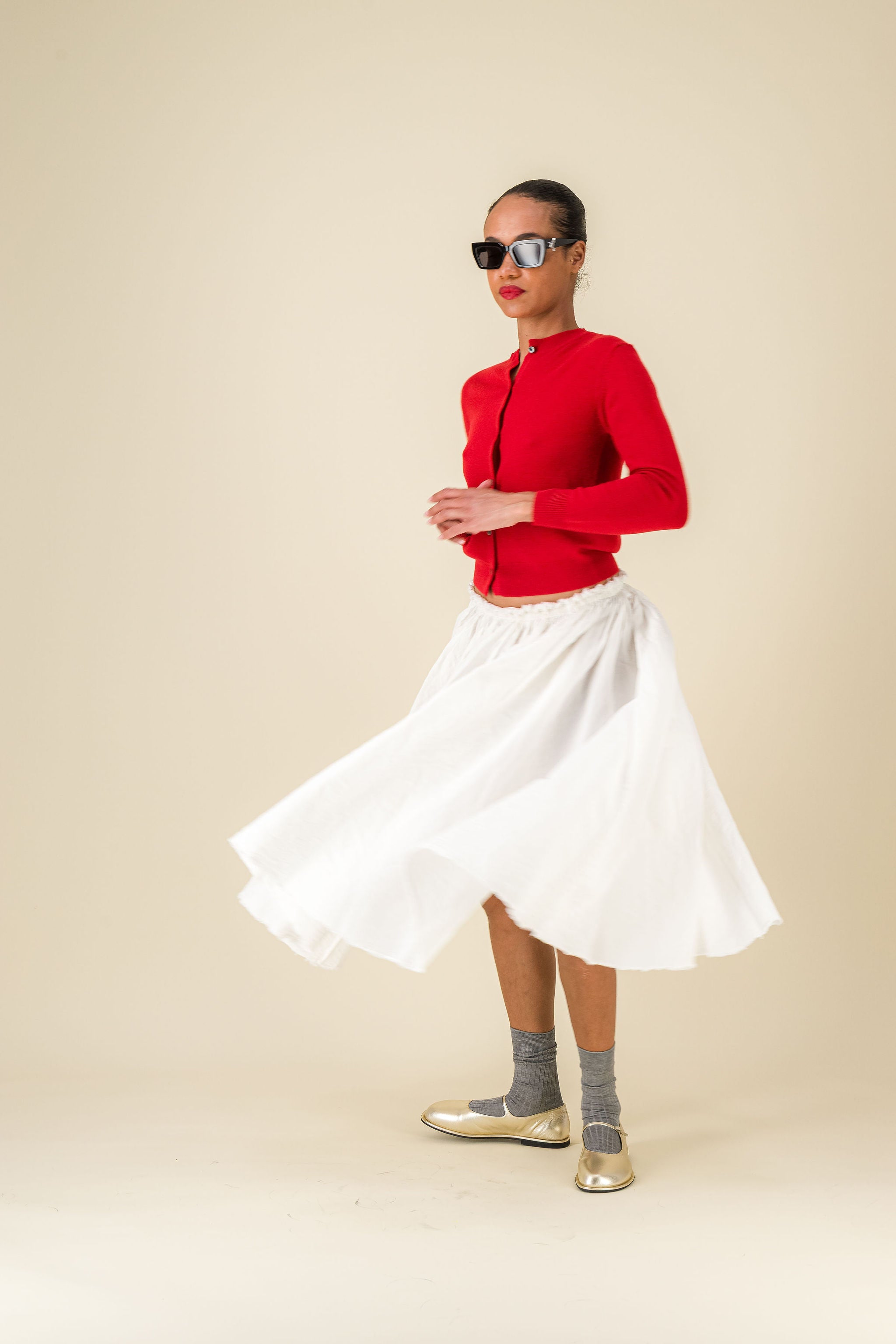 Teti Cotton Linen White Big Skirt