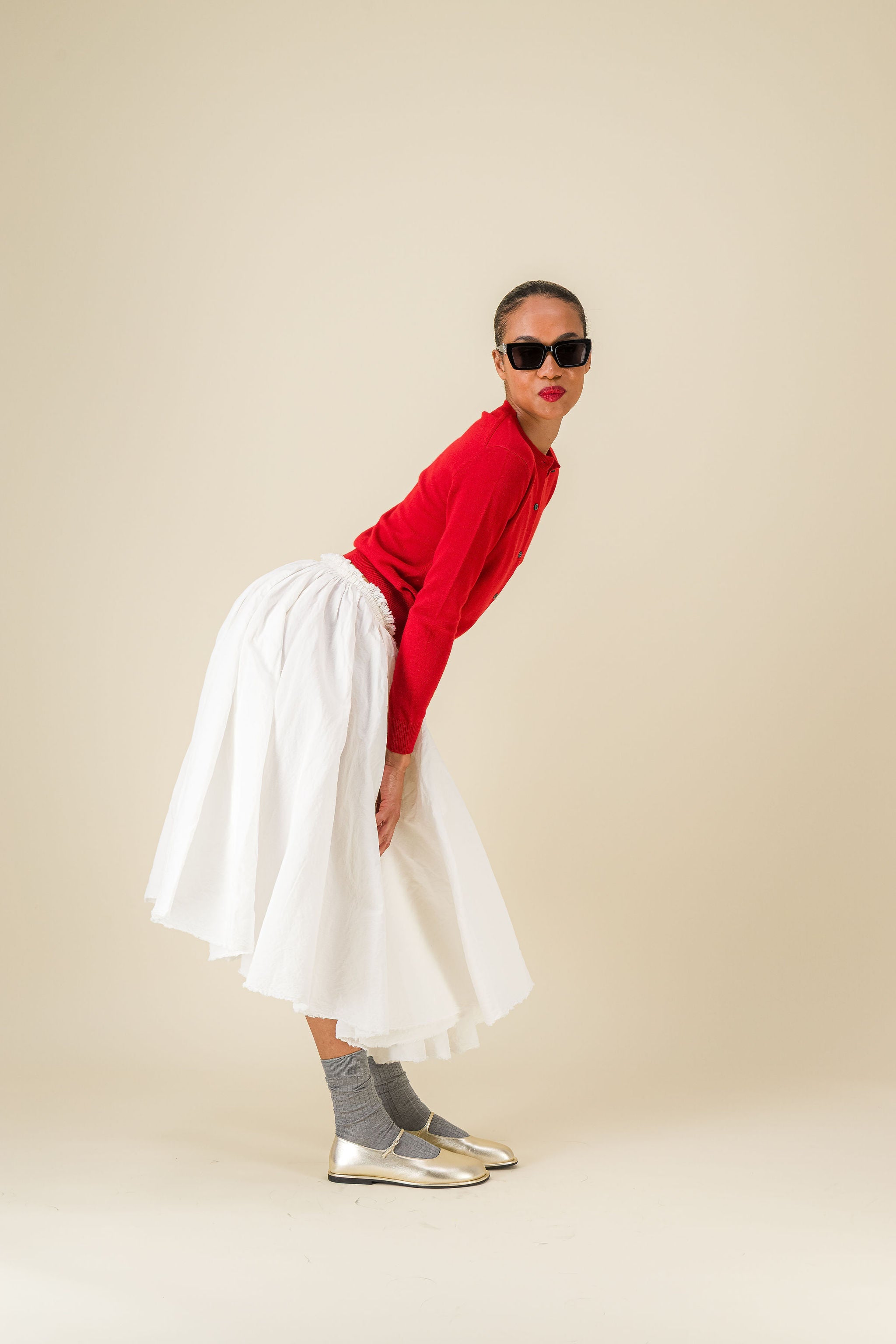 Teti Cotton Linen White Big Skirt