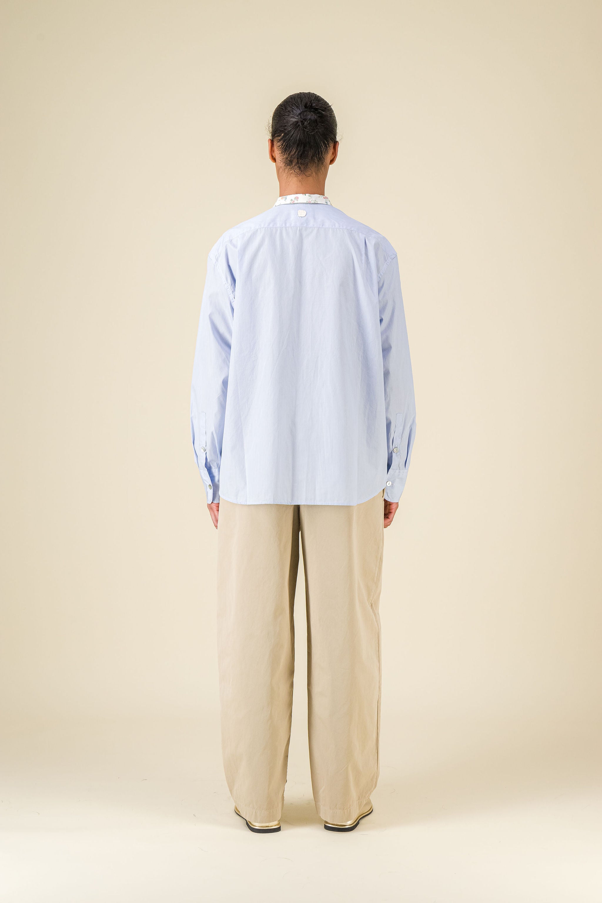 Pamela light popeline stripes & flowers shirt