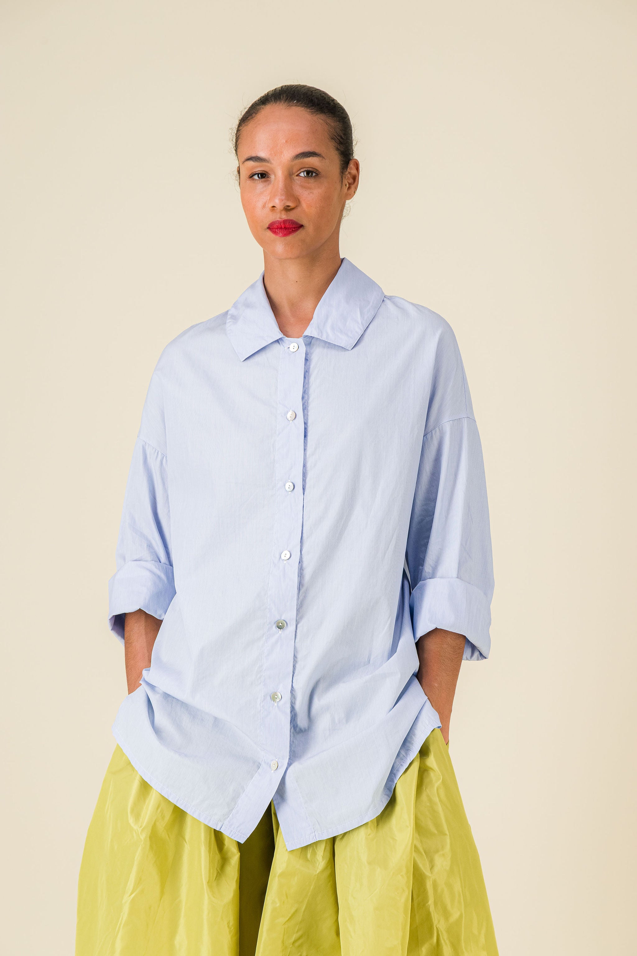 Claudia Light Blue Striped Cotton Shirt