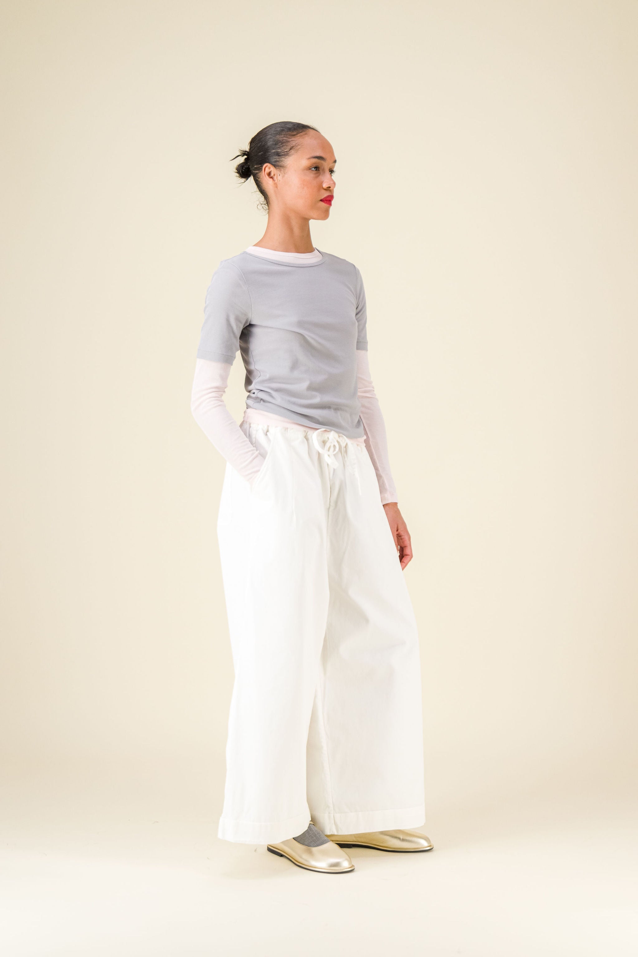 BABACO TWISTED JERSEY TEE-SHIRT PINk & GREY