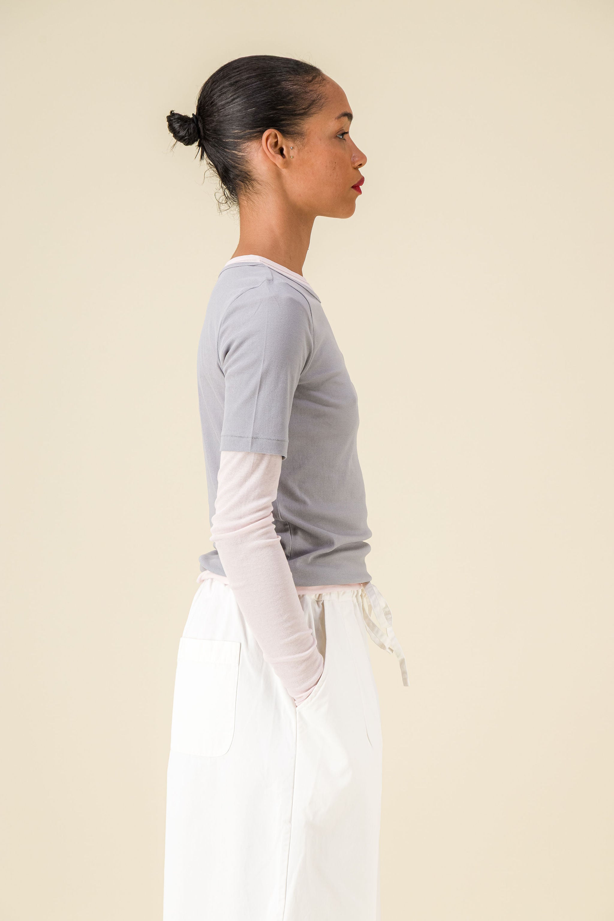 BABACO TWISTED JERSEY TEE-SHIRT PINk & GREY