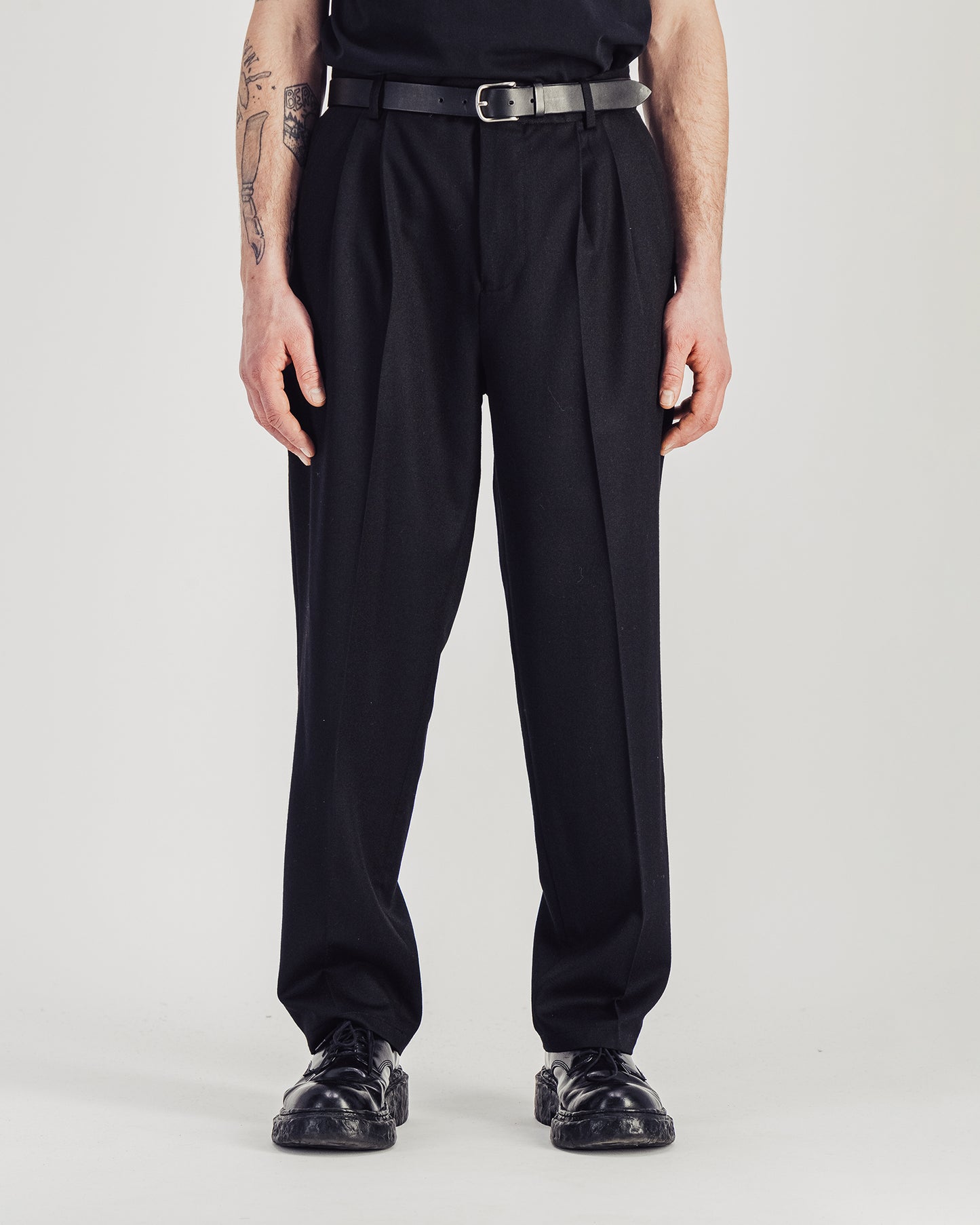 Formal Pleats Pants Black